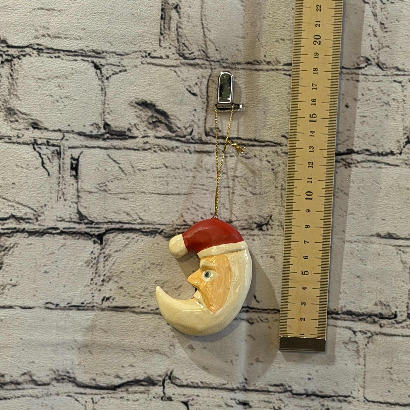 10cm Wall Hanging Santa Claus Father Christmas Figurine Folk Art Wood Handmade4