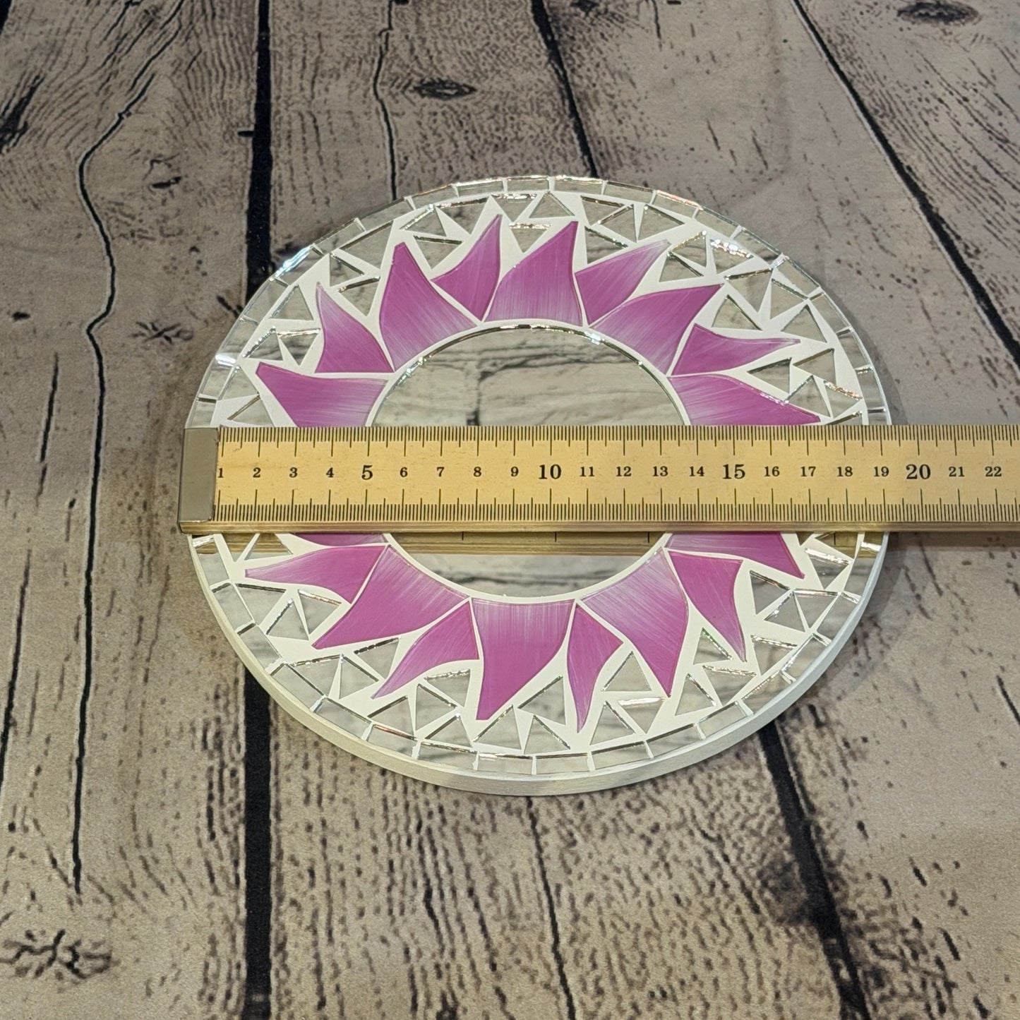 Pink Sun Flame Mosaic Tile Wall Mirror 20cm x 20cm 8 Inches Handmade3