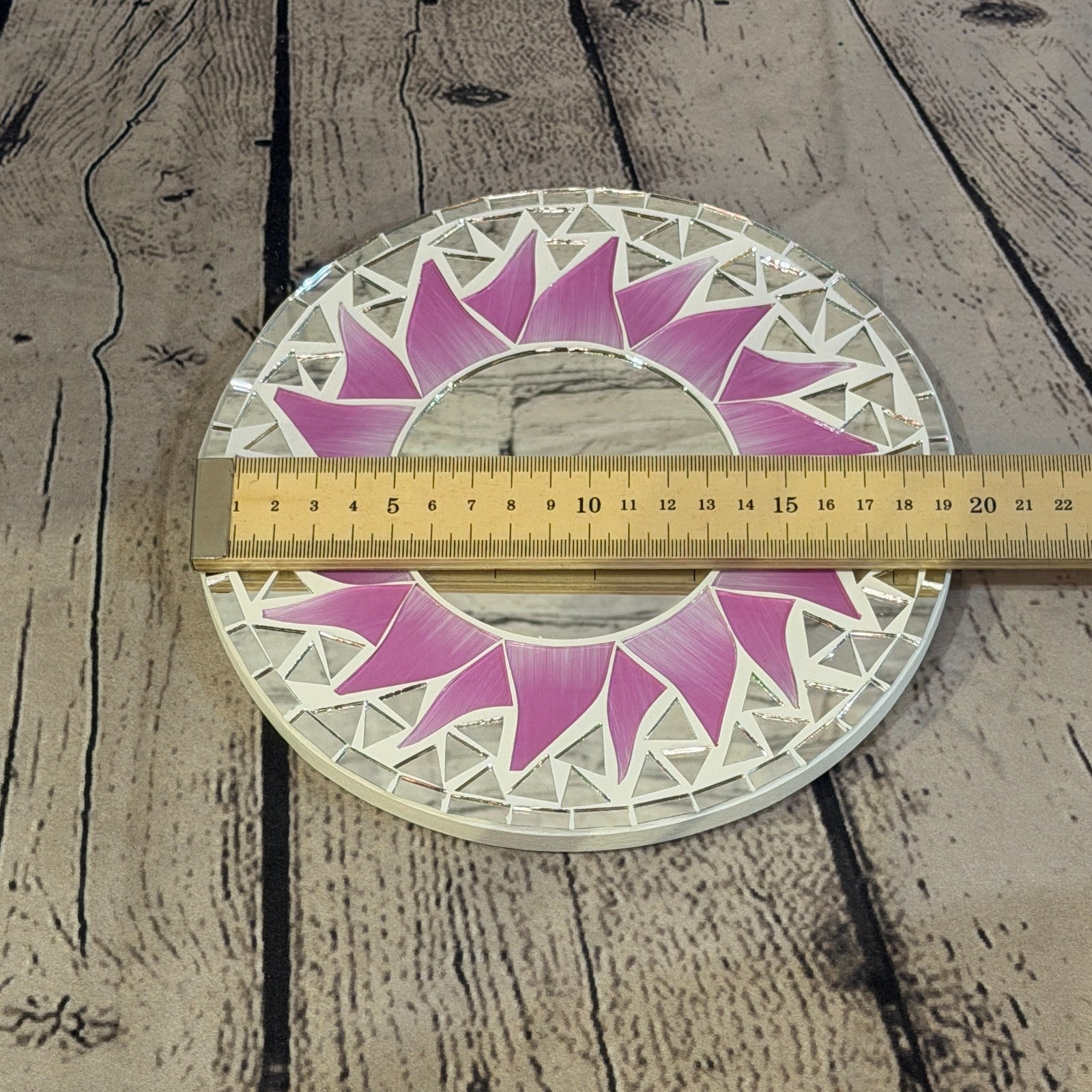 Pink Sun Flame Mosaic Tile Wall Mirror 20cm x 20cm 8 Inches Handmade3