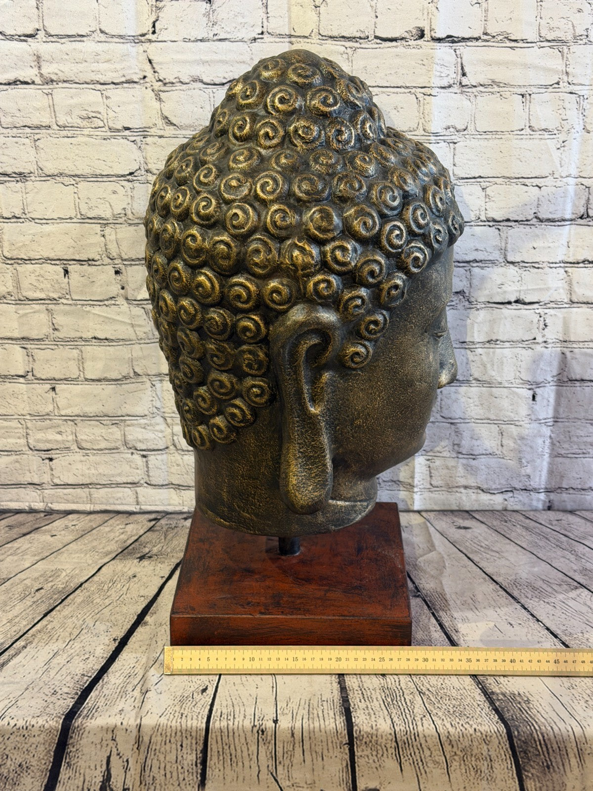 Bronze 70cm x 30cm Thai Buddha Head Peaceful On Base Statue Resin Hindu7