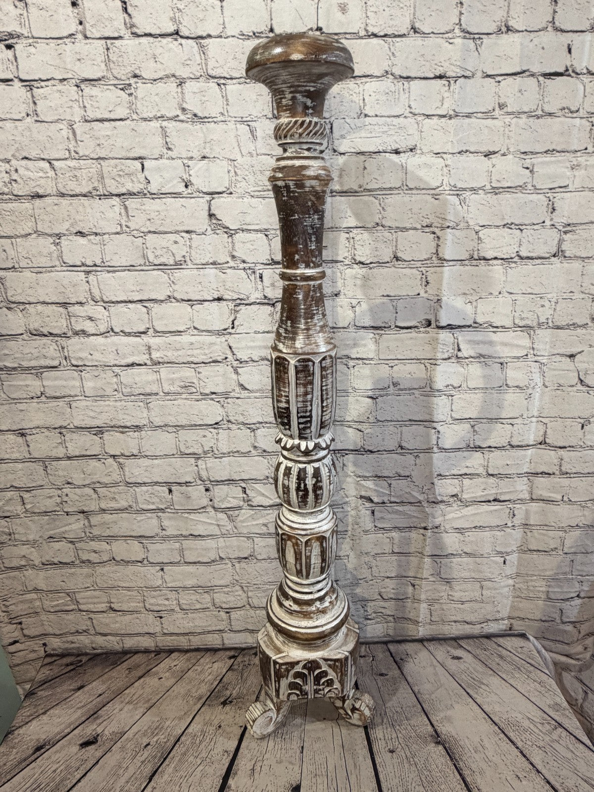 100cm x 18cm Brown Regal Wooden Vintage Style Candle Stand Shabby Pillar Holders1