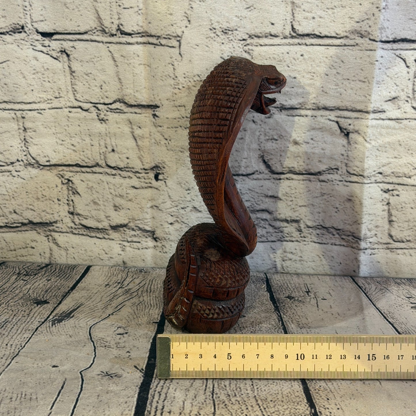 20cm x 12cm Wooden Cobra Exquisite Detailing Snake Ornament Hand Carved7