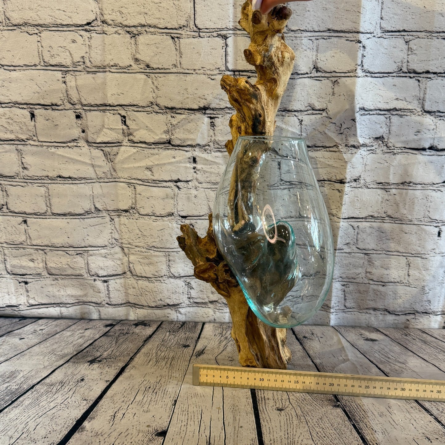 55cm Tall Wall Hanging Colour Melted Glass Wood Decorative Vase Glass Sculpture5