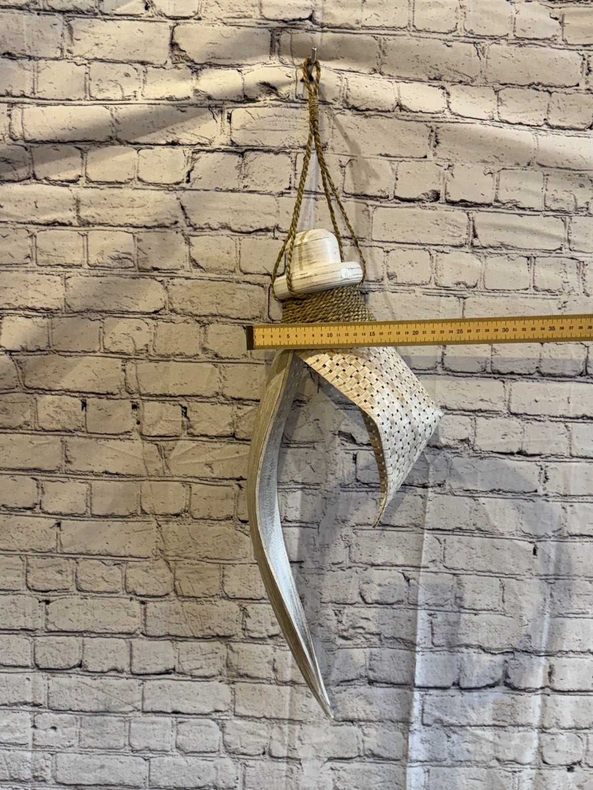 65cm x 25cm White Leaf Rattan Ceiling Pendant Light Shade Lampshade LED Bulb3