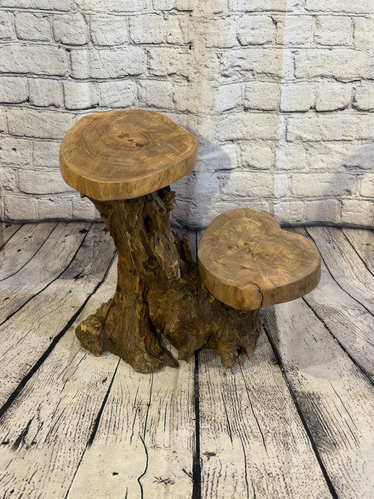 40cm x 40cm Double Wooden Coffee Root Sculpture Garden Teak Root Ornament Carved0