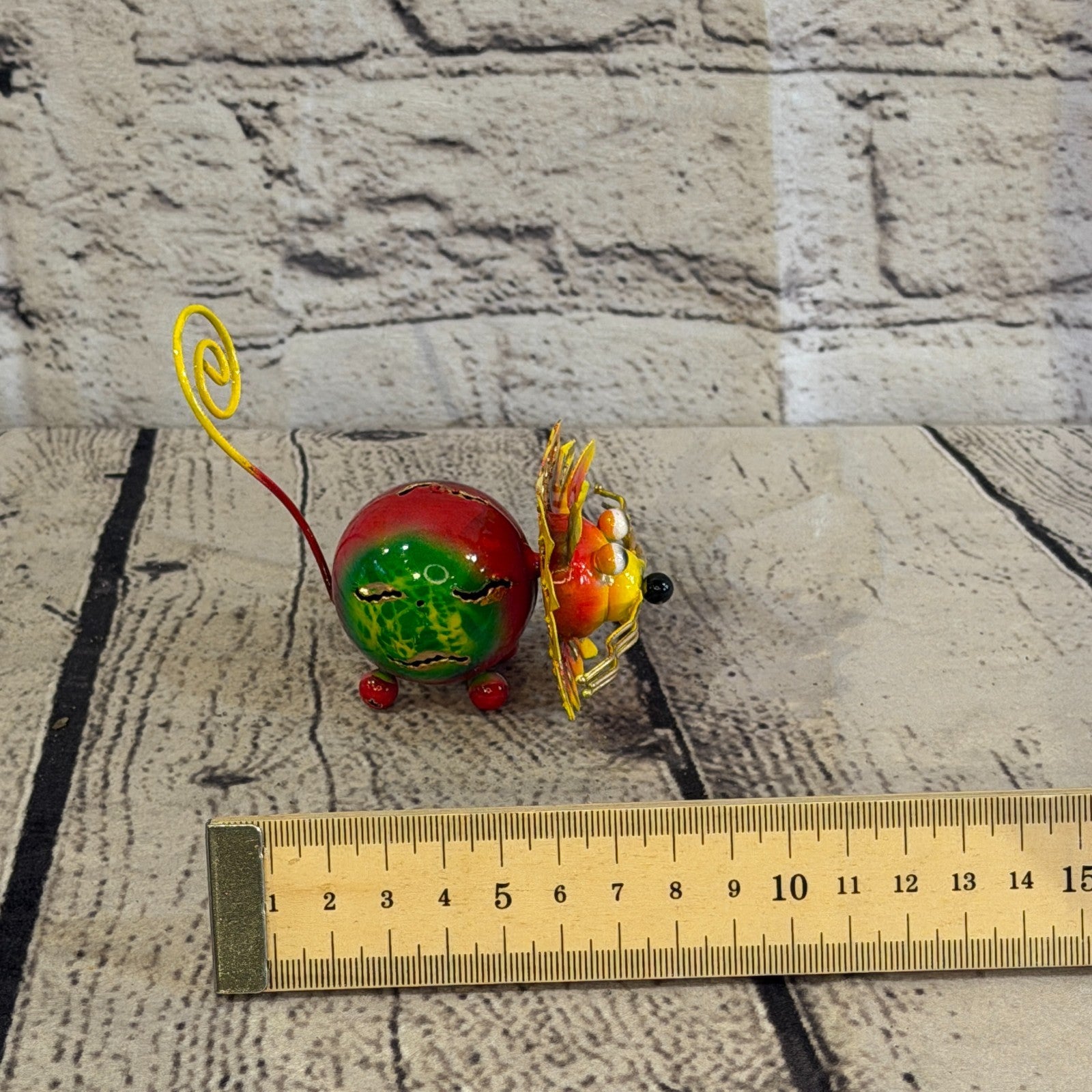 8cm x 8cm Colourful Tiger Green Metal Tin Standing Ornament Statue6
