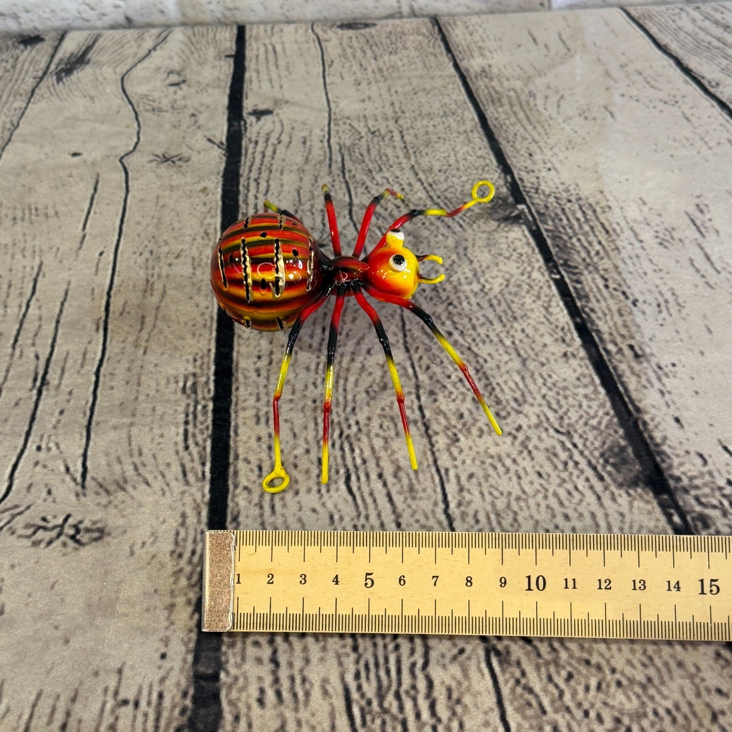 15cm x 10cm Small Colourful Orange Spider Metal Tin Standing Ornament Statue7