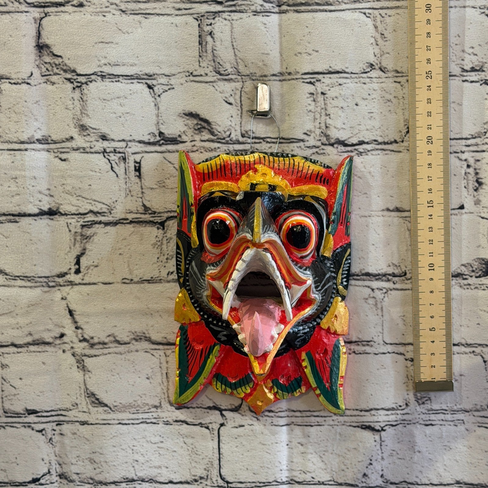 20cm Garuda Black Demon Dragon Hindu Deity Wooden Hand Carved Mask Painted5