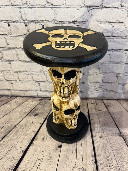 40cm x 25cm Skull Tower Round Wooden Coffee Table Bar Restaurant Garden Pub0