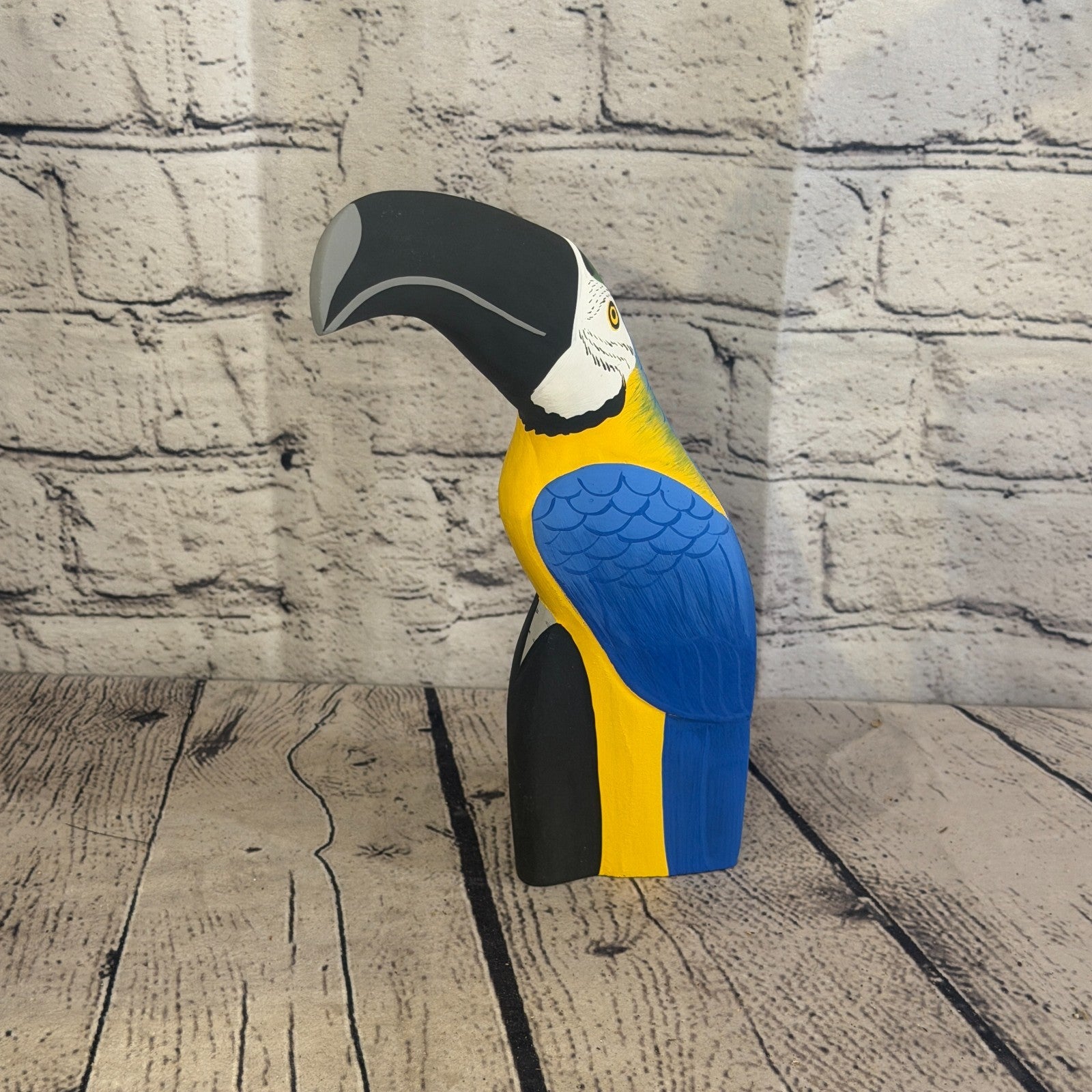 20cm Bright Blue Toucan Bird Ornament Statue Fair Trade Hand Made Carved Wood0