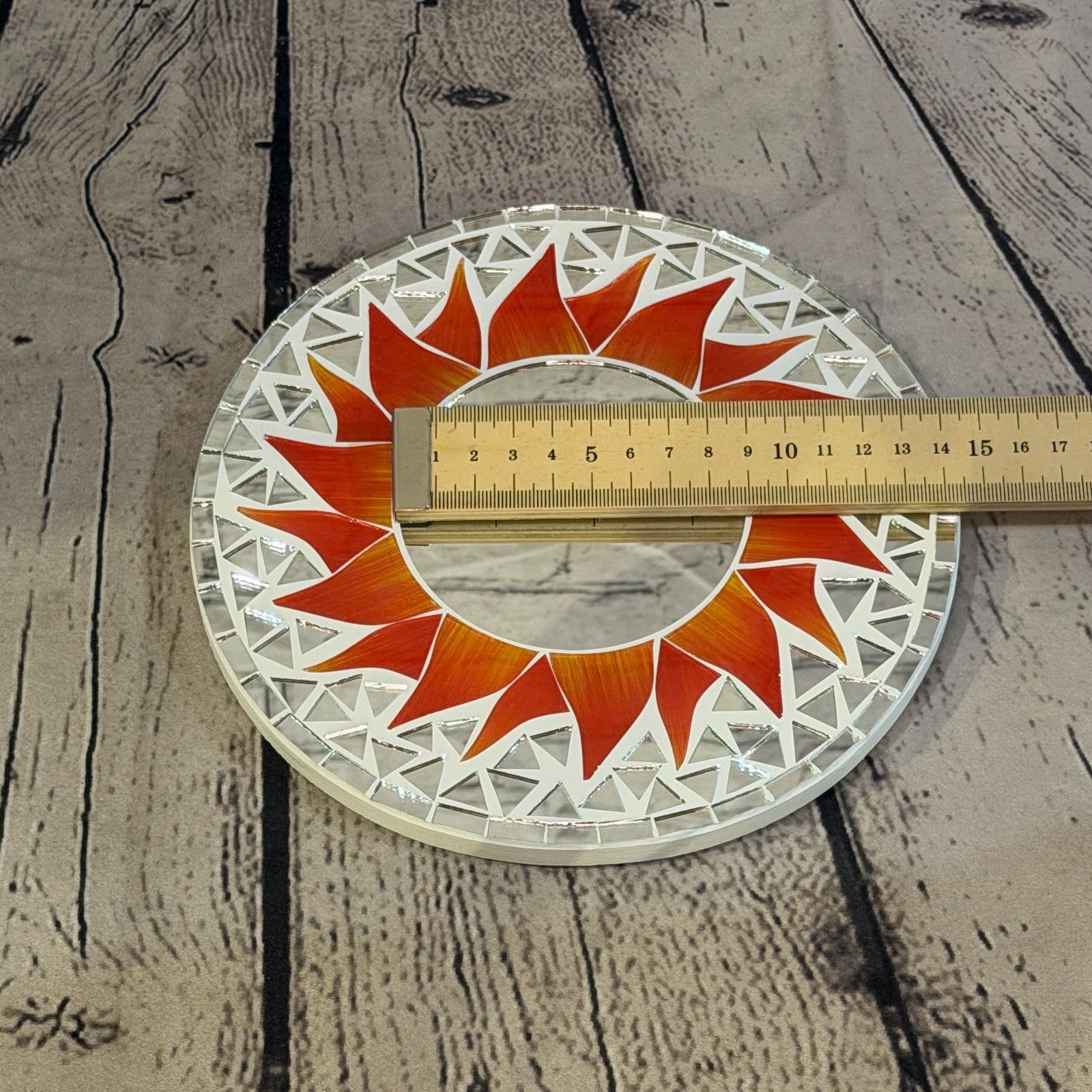 Red Sun Flame Mosaic Tile Wall Mirror 20cm x 20cm 8 Inches Handmade5
