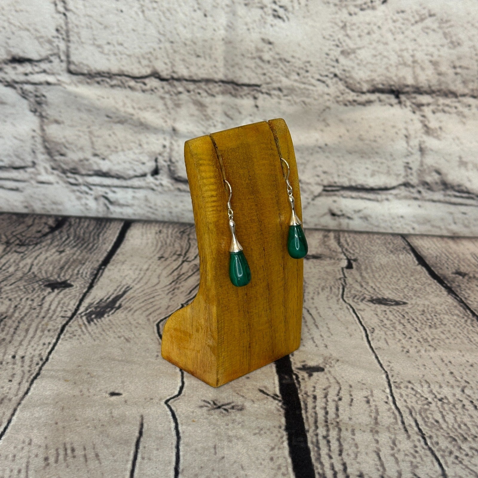 Malachite Tear Drop Solid Stone 925 Silver Dangle Drop Earrings Jewellery2