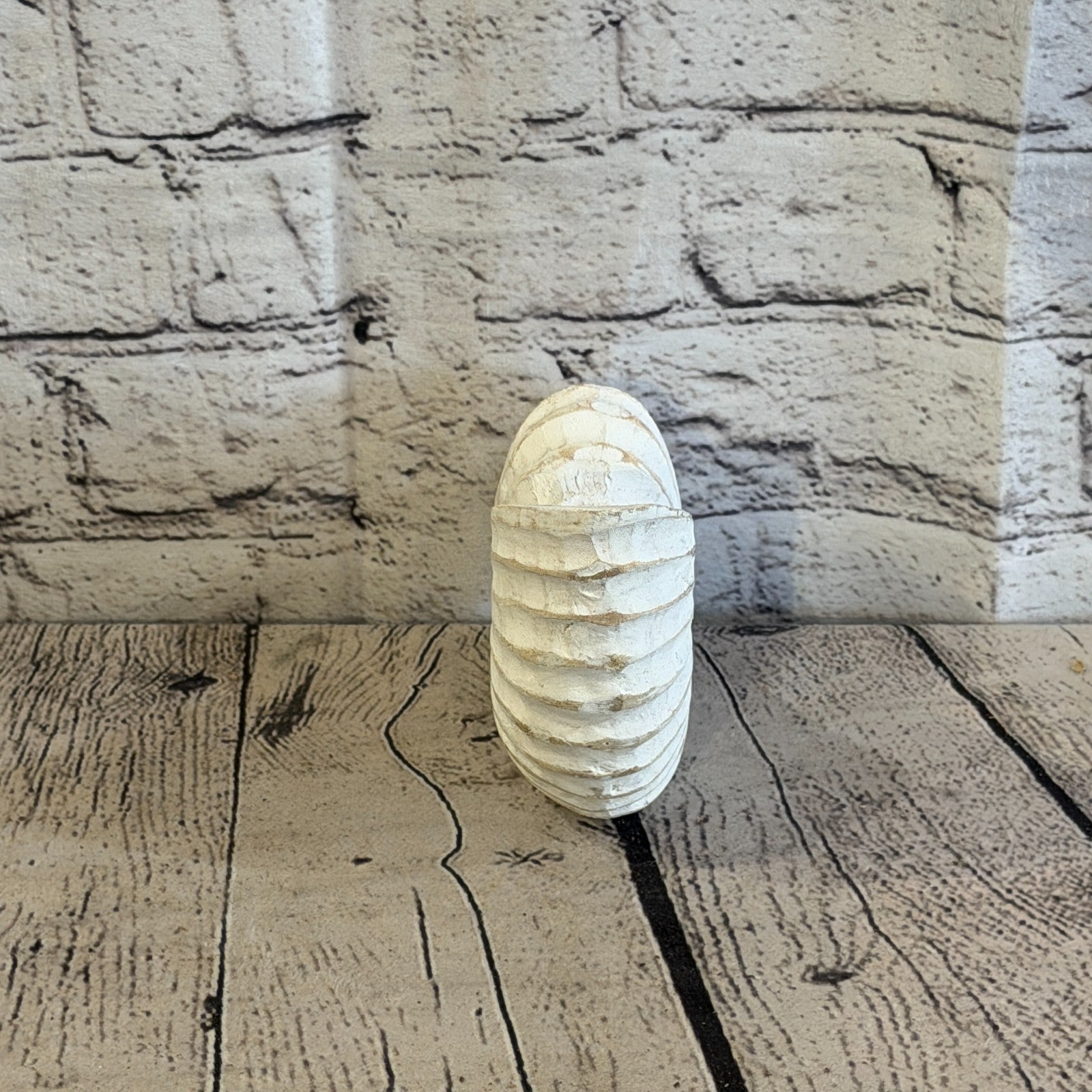 15cm White Shabby Pastel Nautilus Shell Ornament Decor Carved Light Wood Figure4