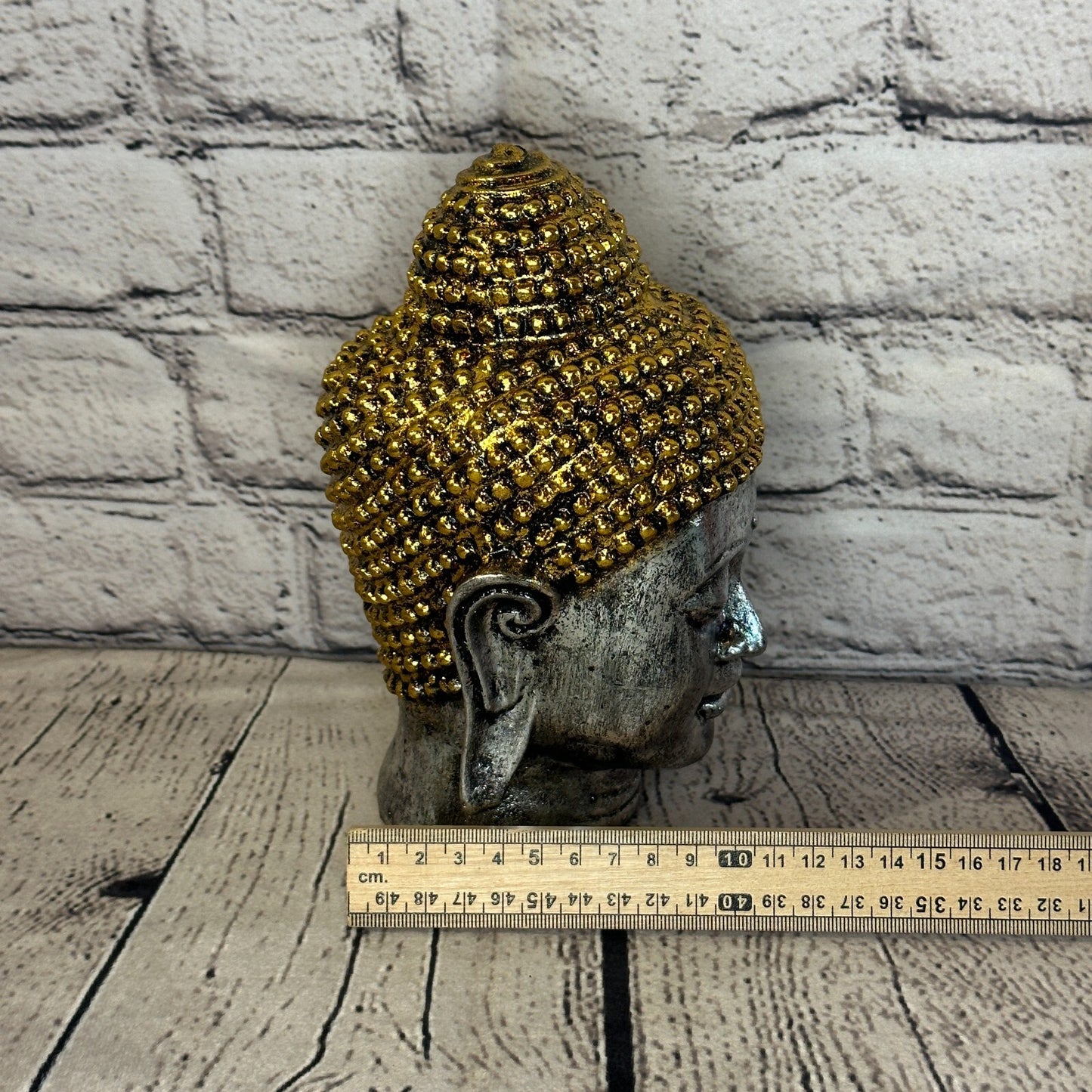 Silver Gold 15cm Small Thai Buddha Head Statue Resin Hindu7
