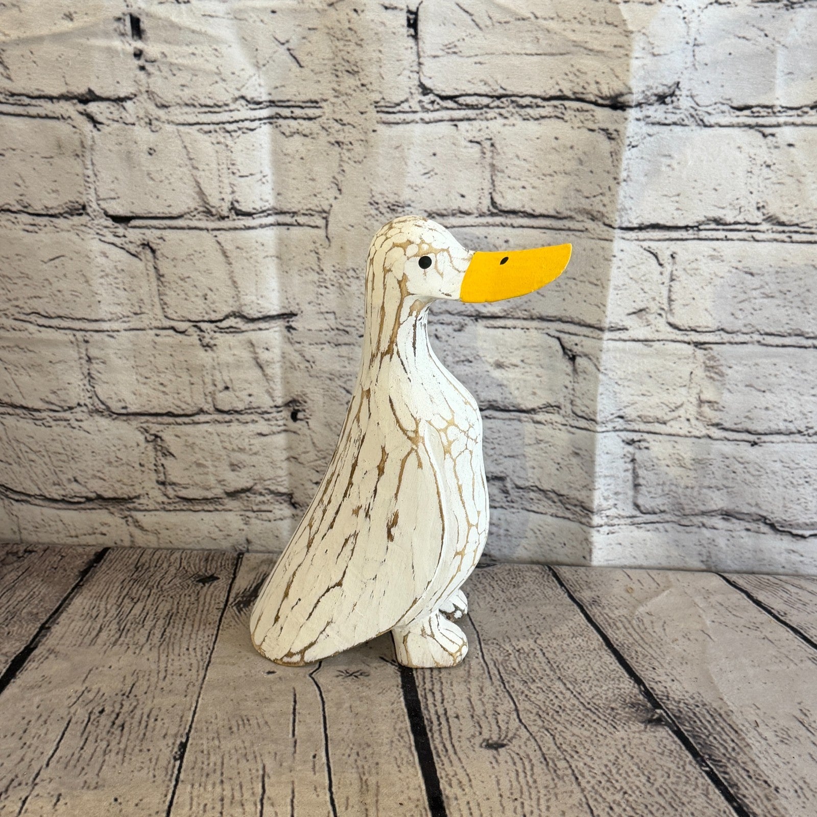 Looking Forward 25cm Tall Wooden White Duckling Baby Duck Shabby Wood Fairtrade3