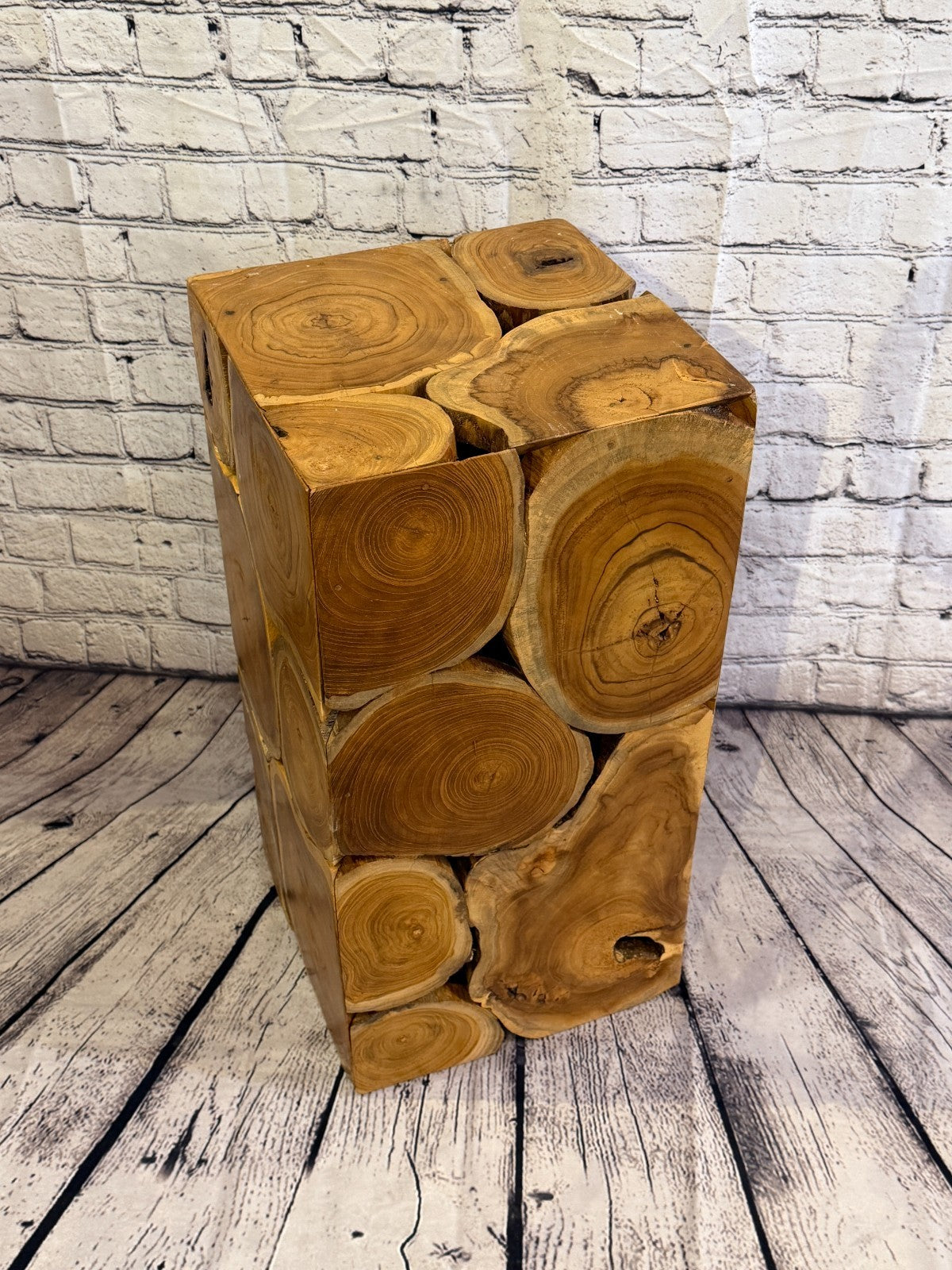 60cm x 30cm x 30cm Wooden Teak Wood Slice Cube Table Sculpture Root Ornament0