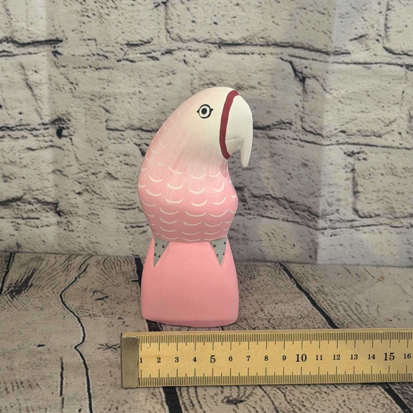 15cm Bright Pink Parrot Bird Ornament Statue Fair Trade Hand Made Carved Wood7