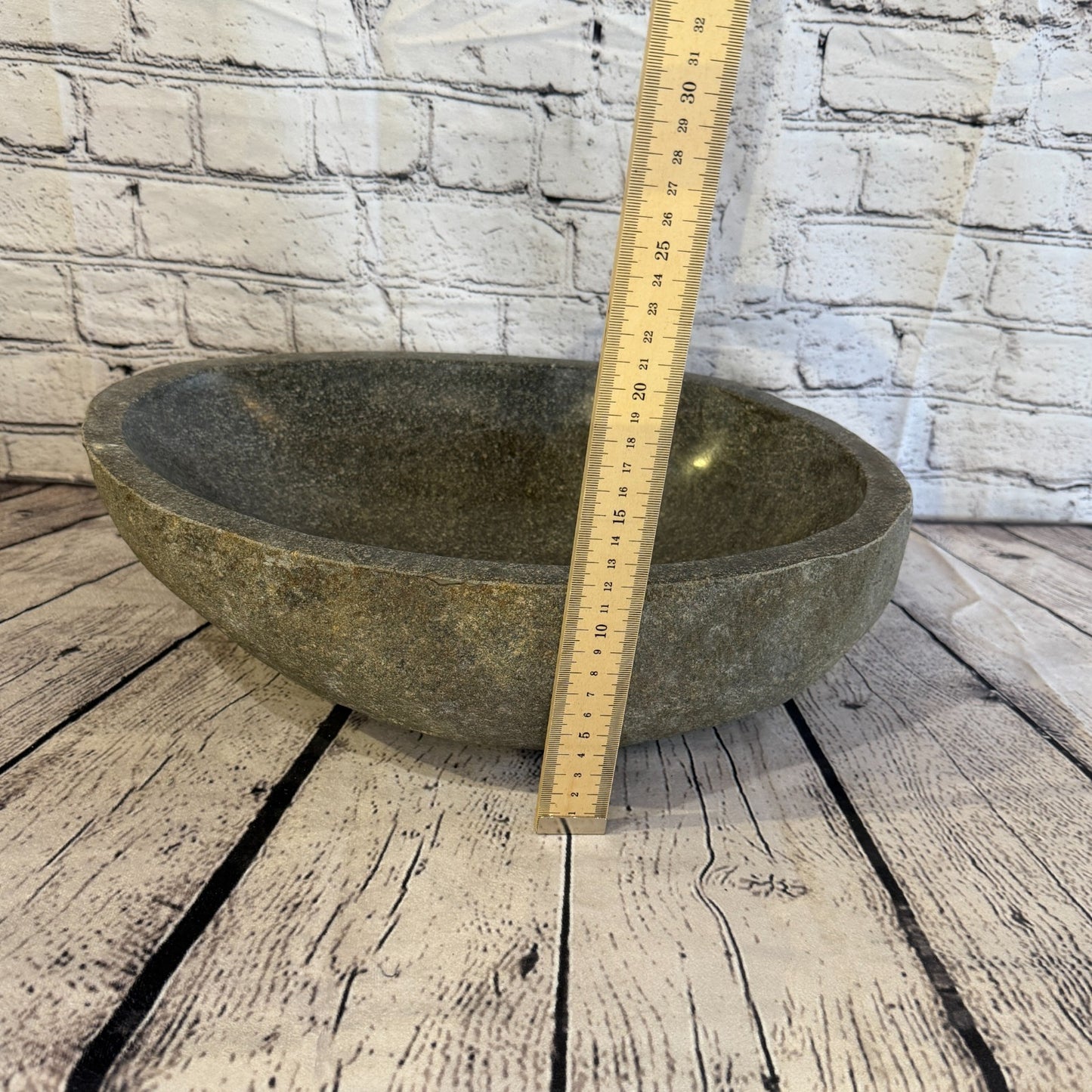 41cm x 30cm Wash Basin Bathroom Counter Top Washing River Stone Bowl Sink No 105