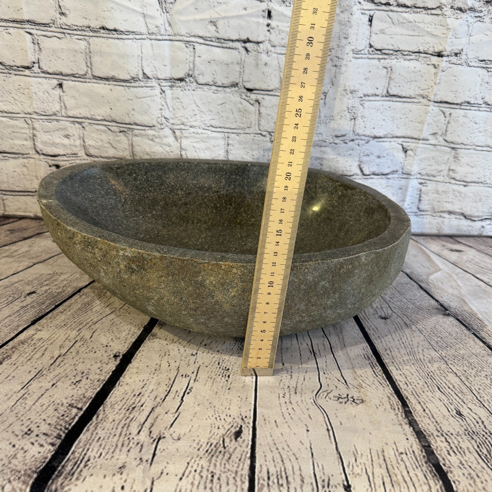 41cm x 30cm Wash Basin Bathroom Counter Top Washing River Stone Bowl Sink No 105