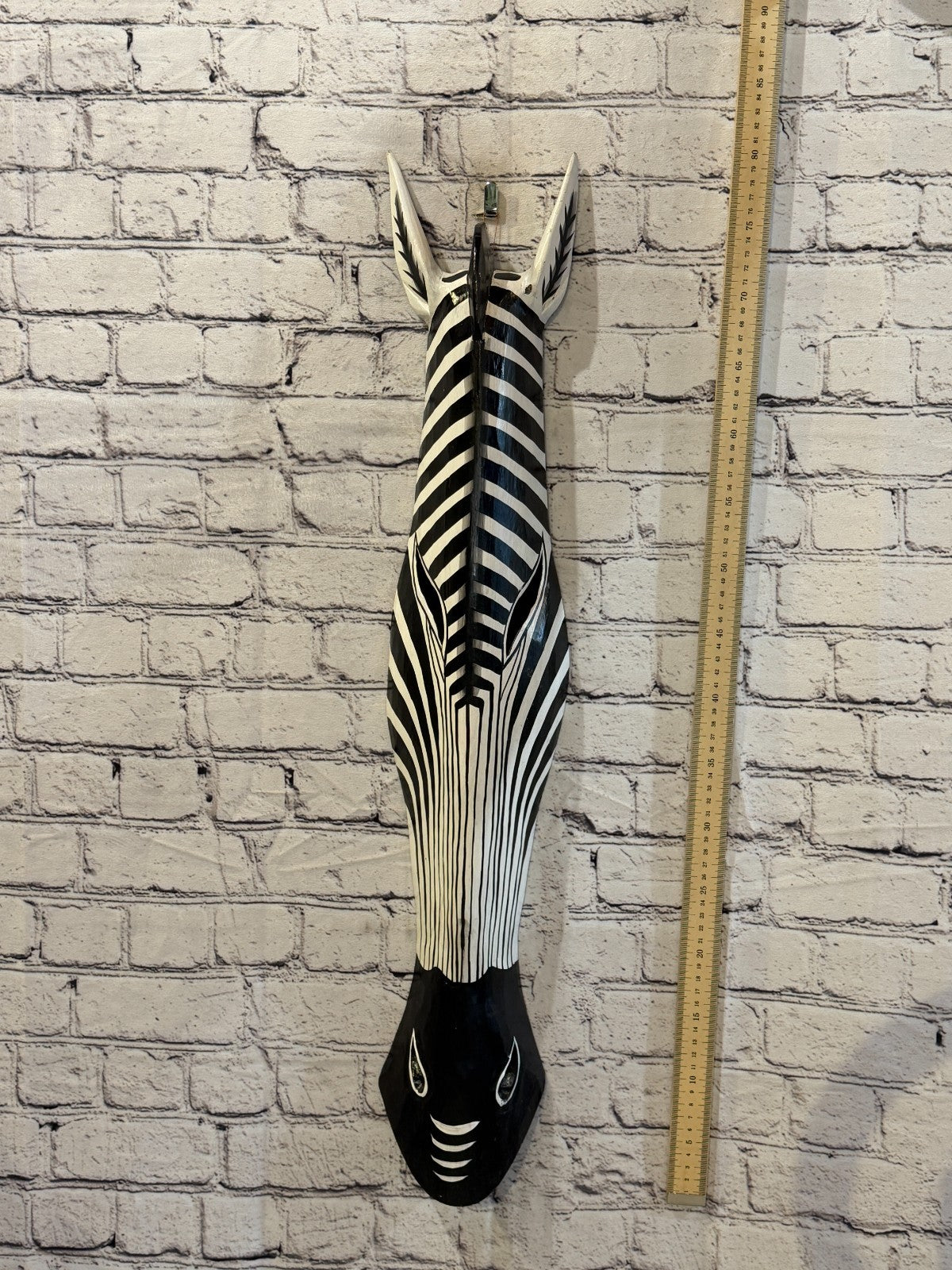 80cm Zebra Stripe Hand Carved Fair Trade Wooden Animal Wall Art Wall Hang Mask4