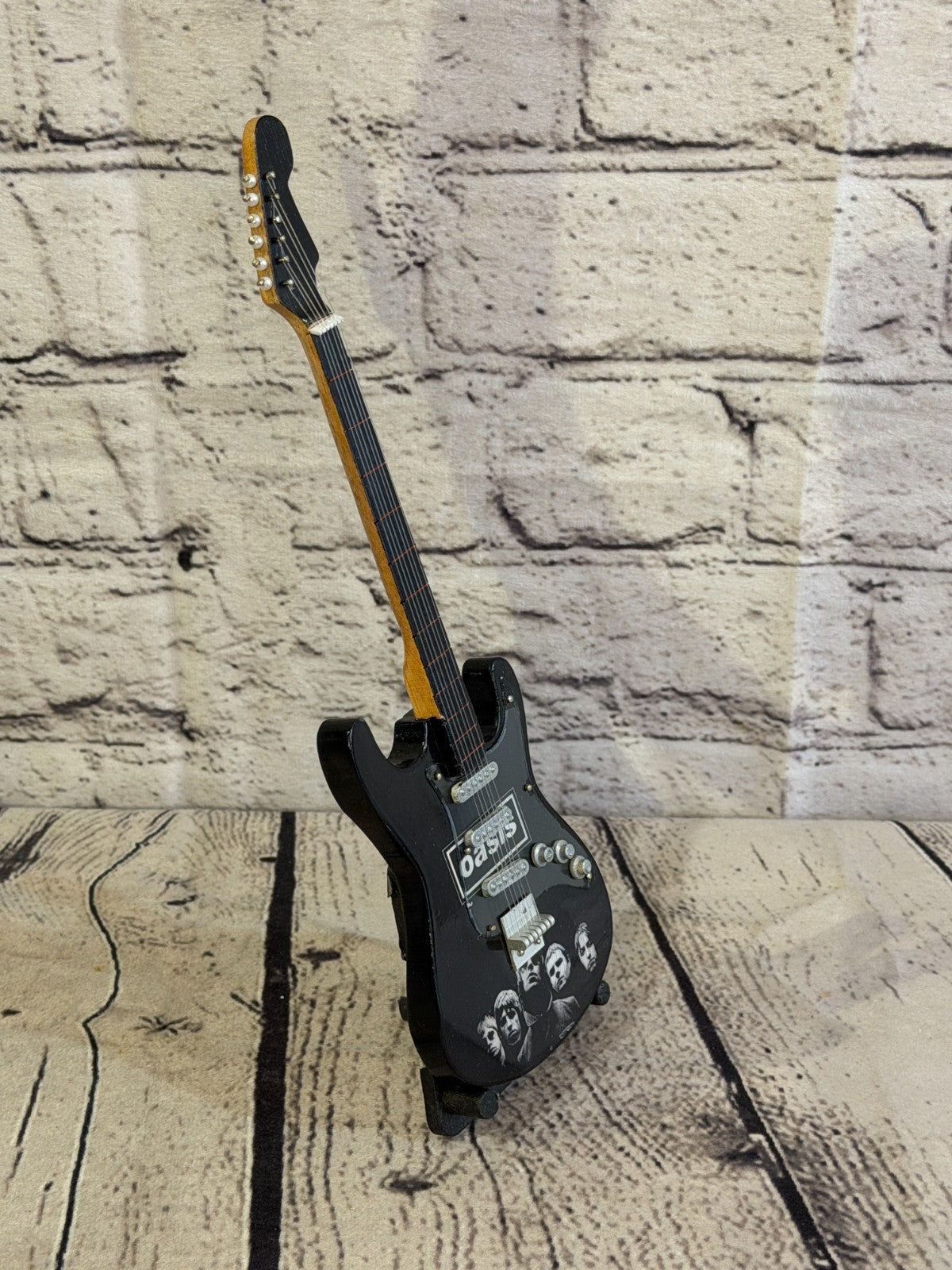 Miniature 25cm Guitar Oasis Black Band Guitar on Stand Band Gift Display2