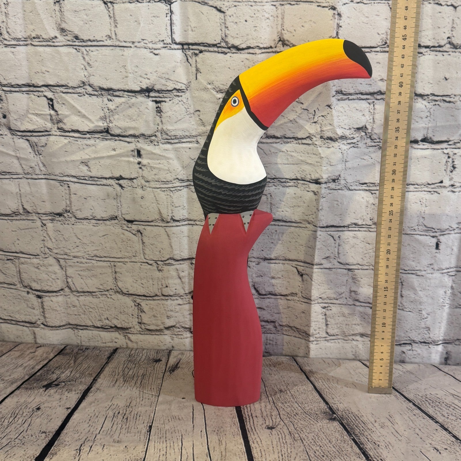 40cm Black White Toucan Bird Ornament Statue Fair Trade Hand Made Carved Wood5