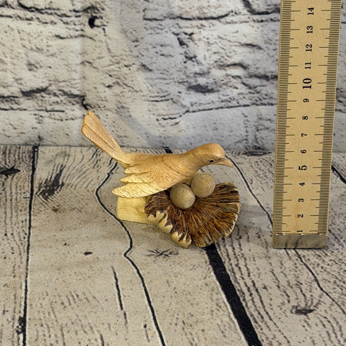 10cm Single Bird Mushroom Parasite Ornament Natural Carving Fair trade Wooden5