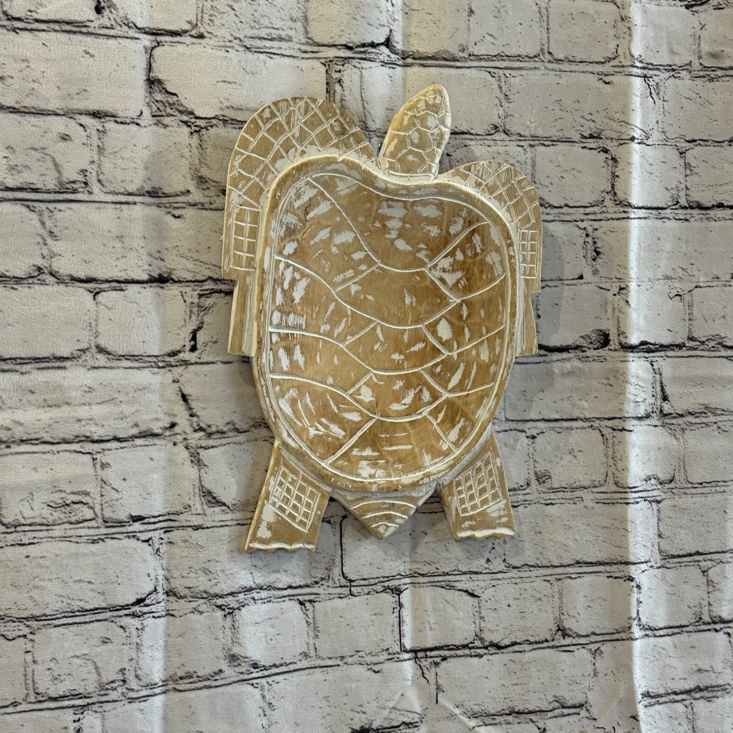 30cm Cream Sea Turtle Bowl Trinket Dish Decoration Designer Mask Wooden Handmade1