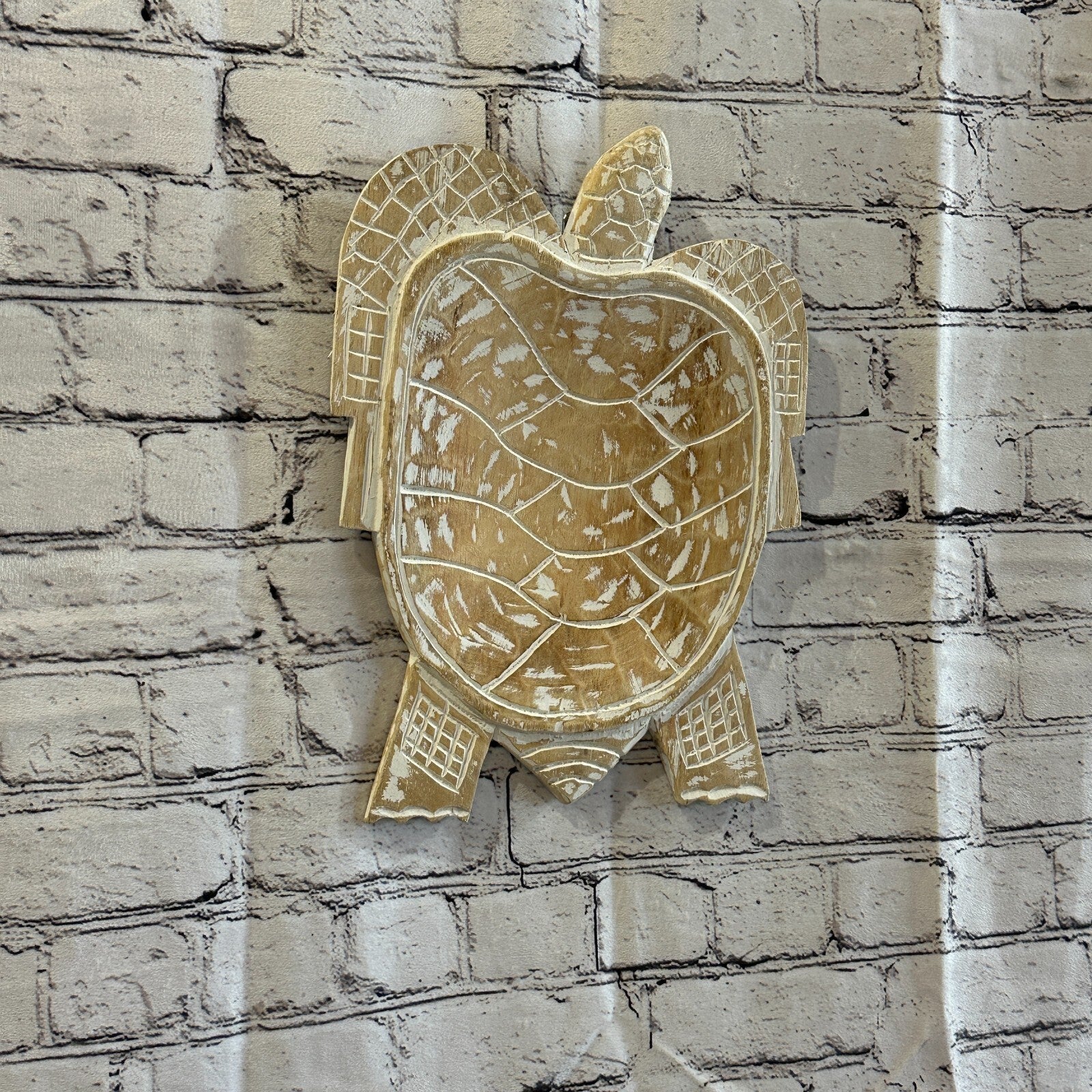 30cm Cream Sea Turtle Bowl Trinket Dish Decoration Designer Mask Wooden Handmade1