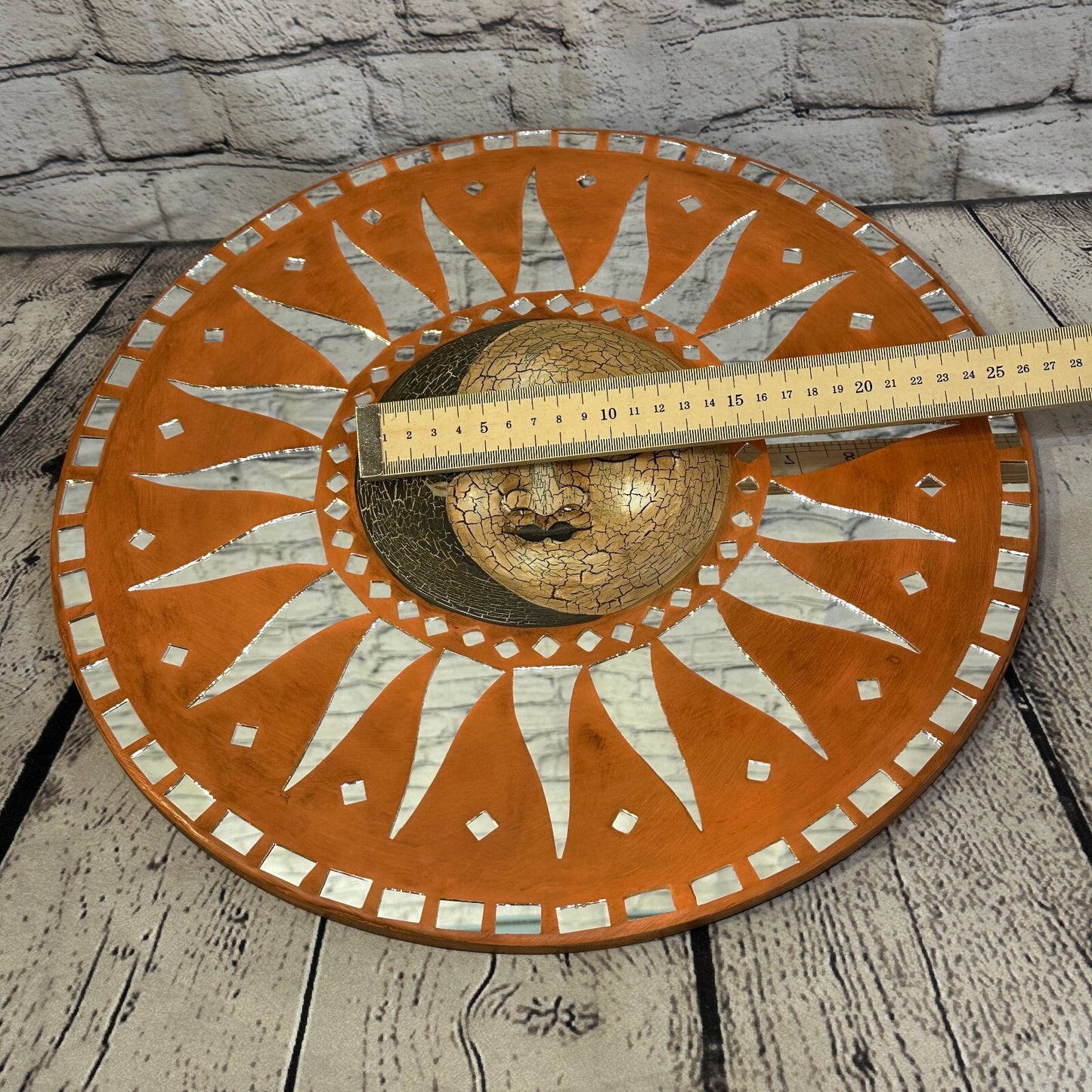 Sun Moon Face Mosaic Tile Wall Mirror 40cm x 40cm 16 Inches Handmade Fairtrade5