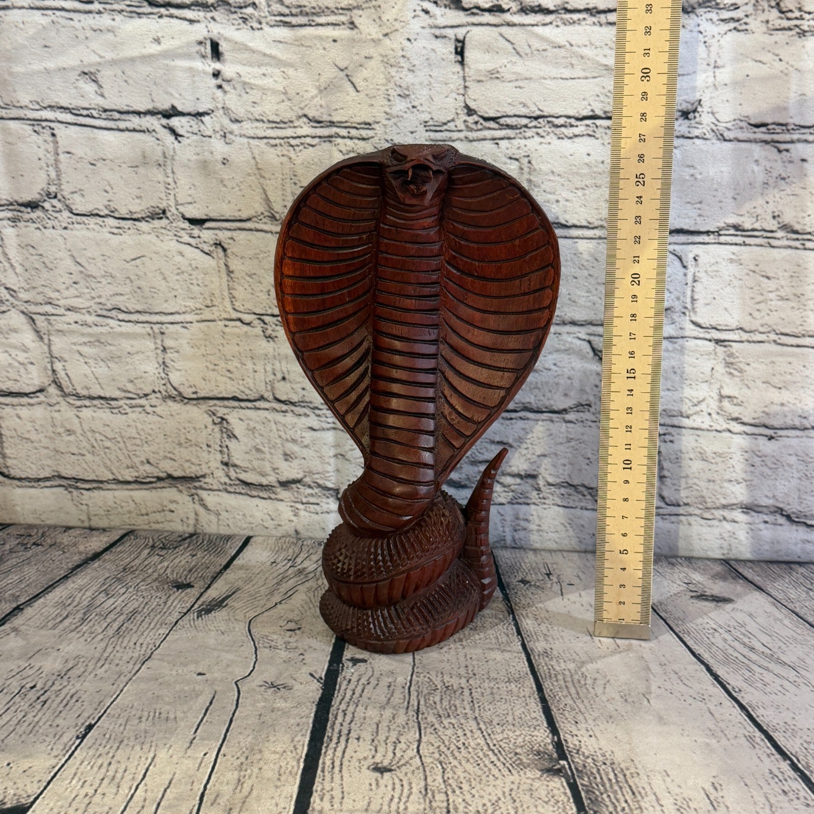 28cm x 15cm Wooden Cobra Exquisite Detailing Snake Ornament Hand Carved5