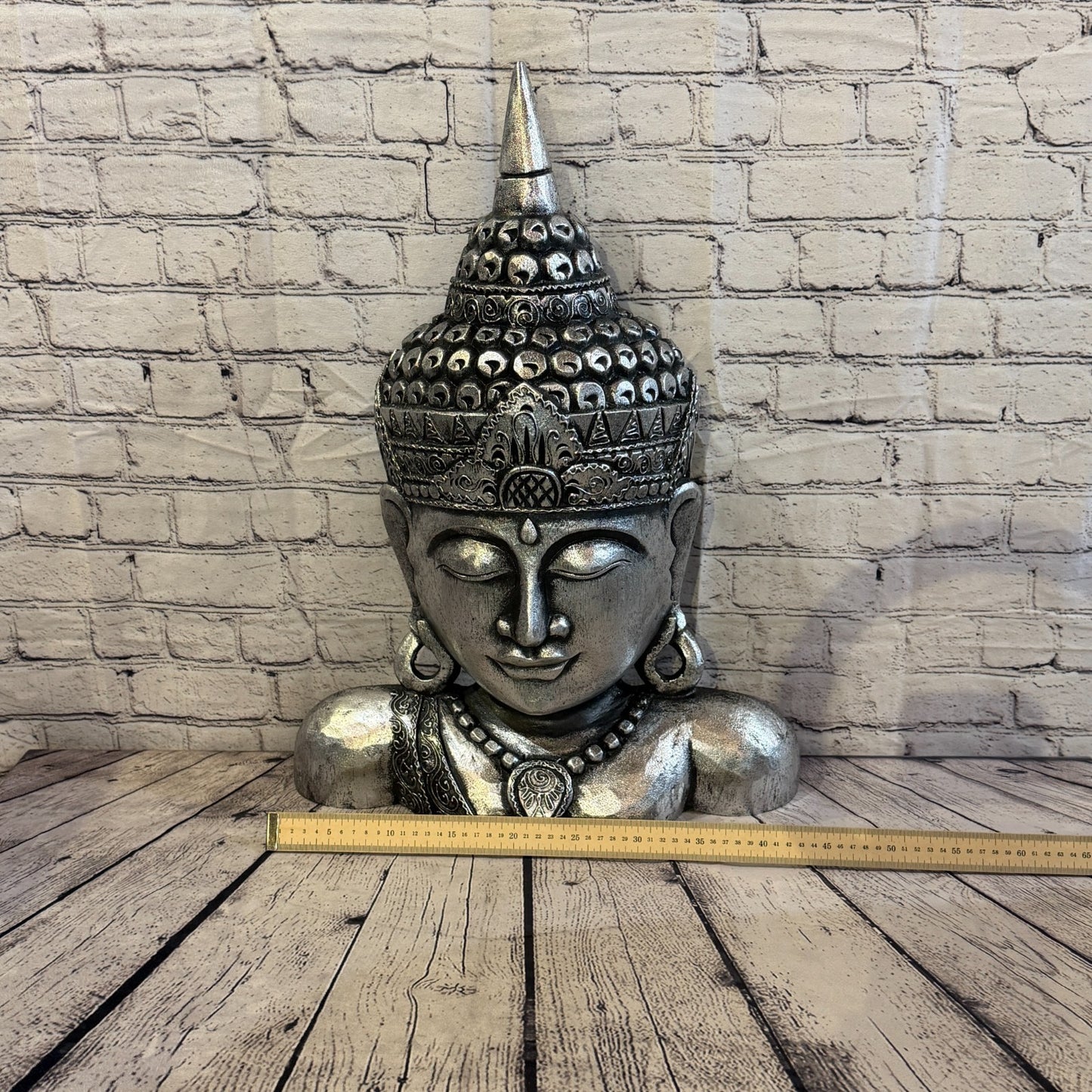 60cm Silver Head Shoulder Buddha Ornament Sculpture Statue Buddhas Handcarved5