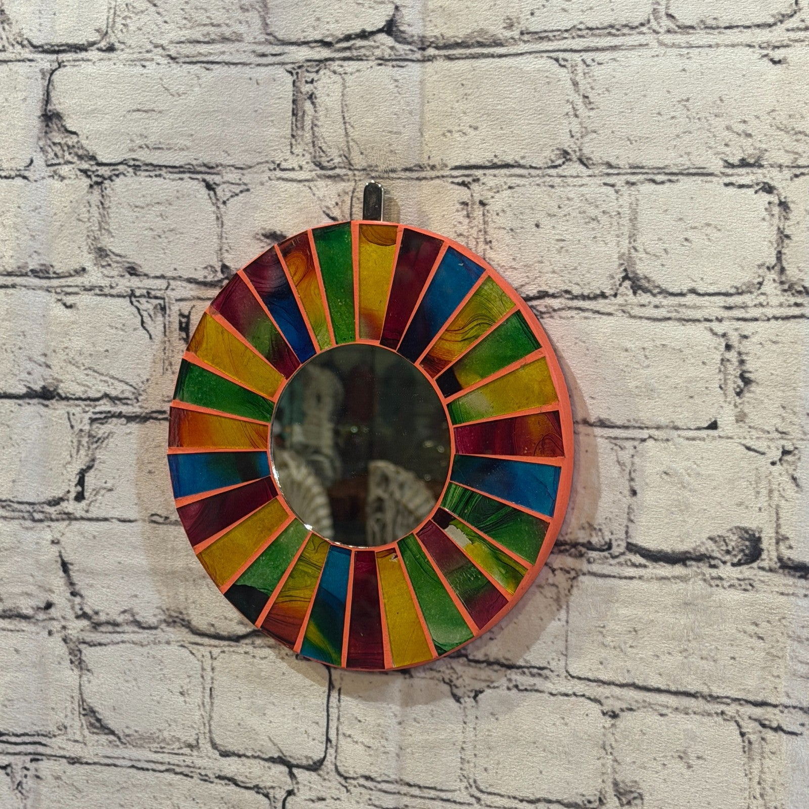 Rainbow Line Terracotta Mosaic Tile Wall Mirror 20cm x 20cm 8 Inches Handmade1