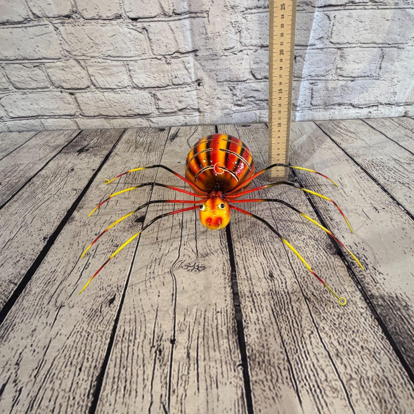 35cm x 20cm Small Colourful Orange Spider Metal Tin Standing Ornament Statue5