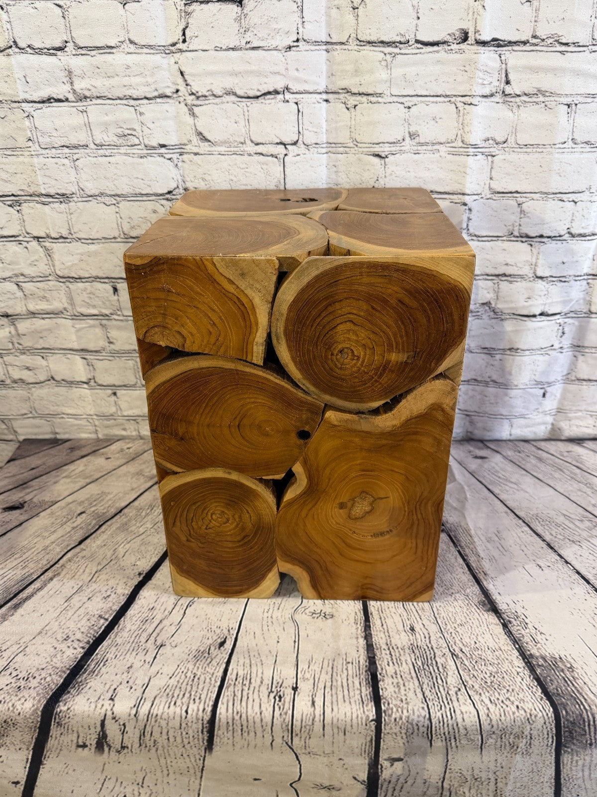 40cm x 30cm x 30cm Wooden Teak Wood Slice Cube Table Sculpture Root Ornament3