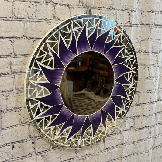Purple Sun Flame Mosaic Tile Wall Mirror 50cm x 50cm 20 Inches Handmade0