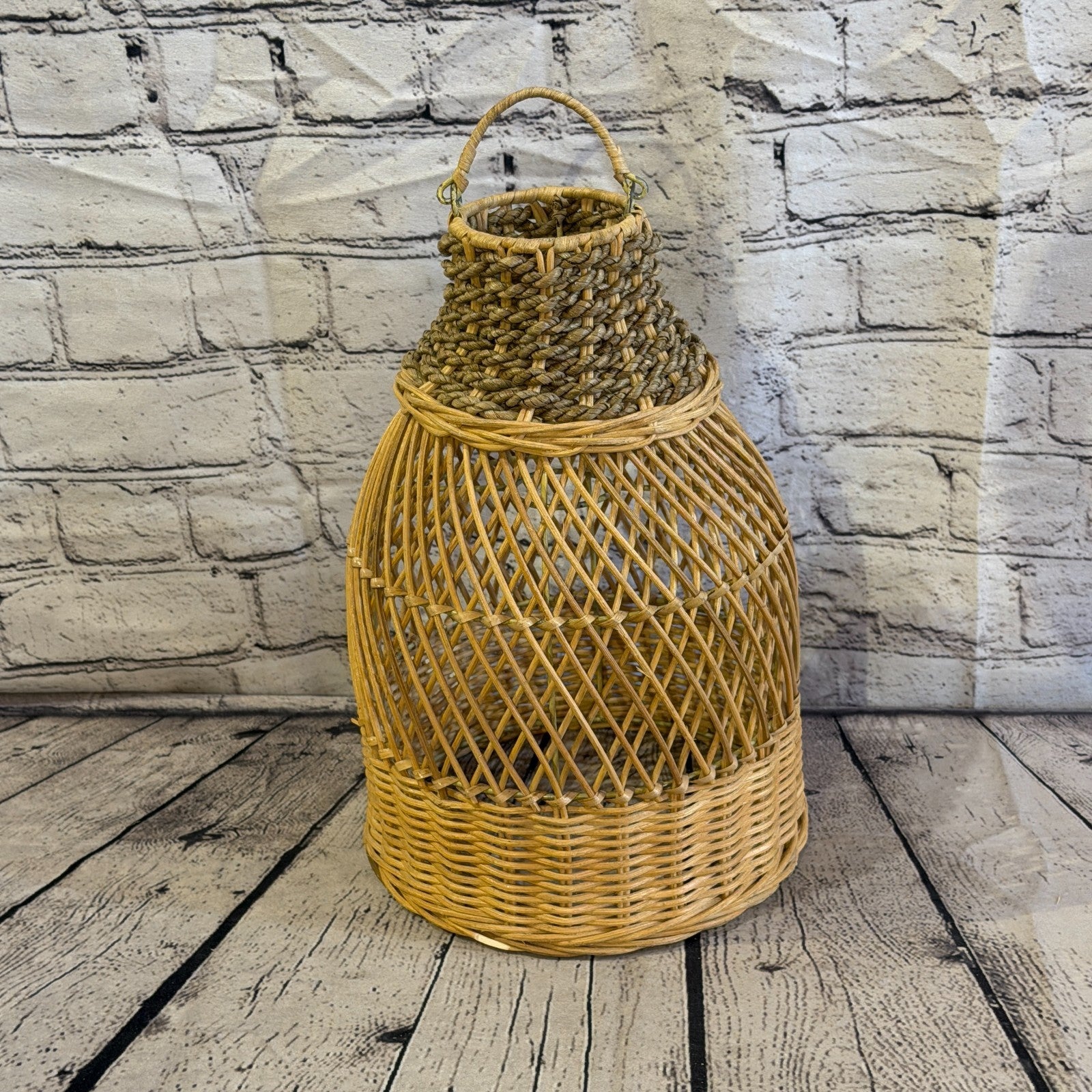 35cm x 20cm Natural Wicker Rattan Ceiling Pendant Light Shade Lampshade LED Bulb3
