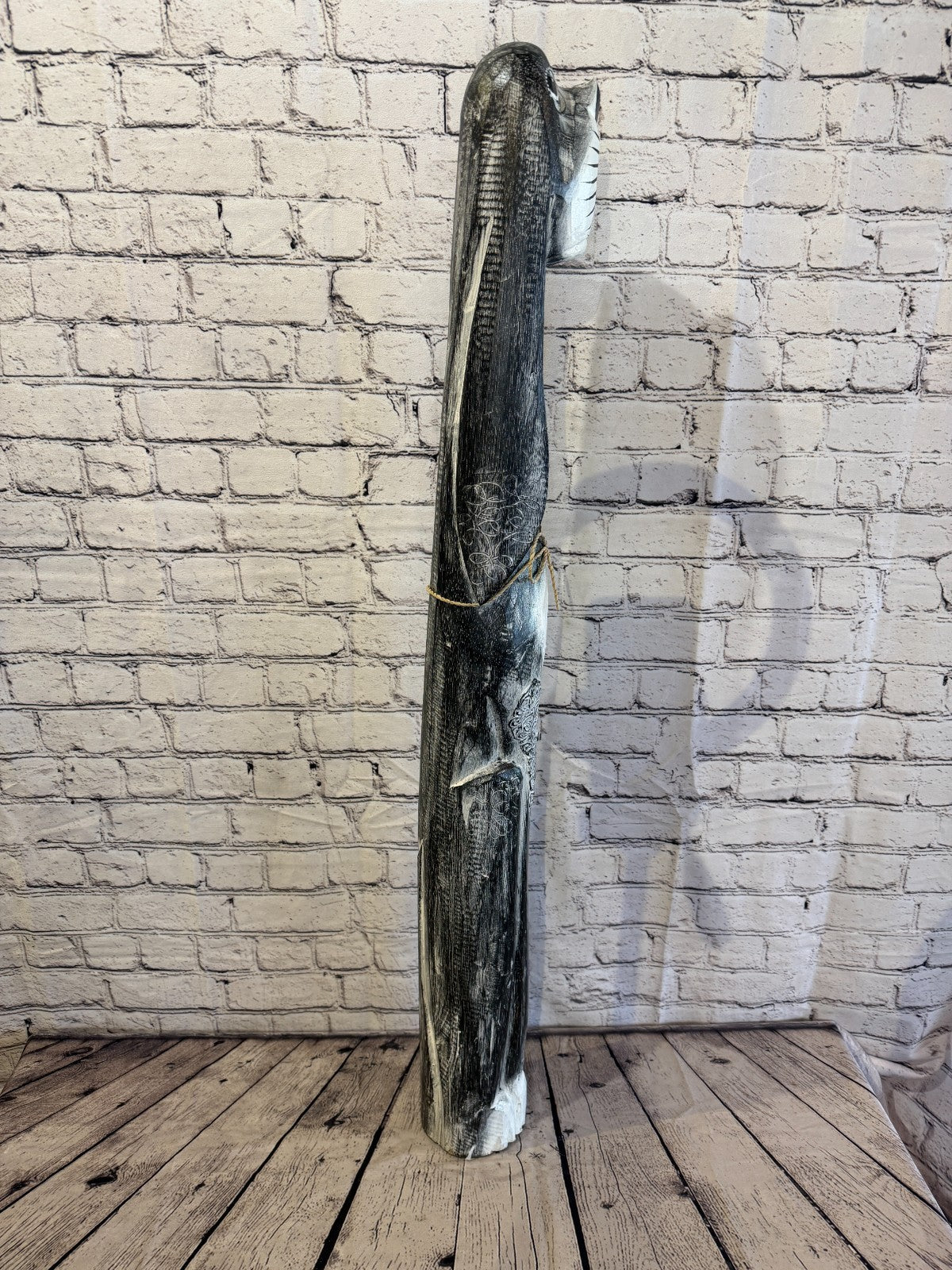 100cm Grey Wooden Shabby Dog Statue Ornament Fair Trade Handcarved3