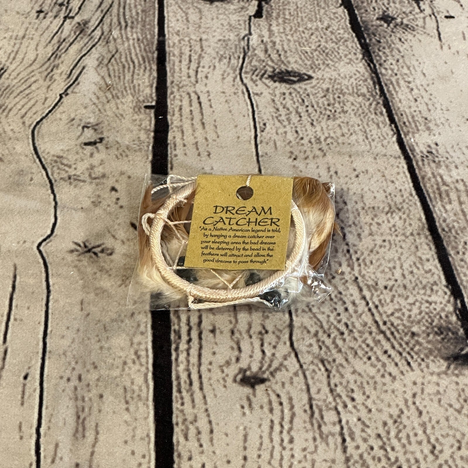 White Naturals Handmade Dream Catcher Feather Beads Ring For Home Car Décor1