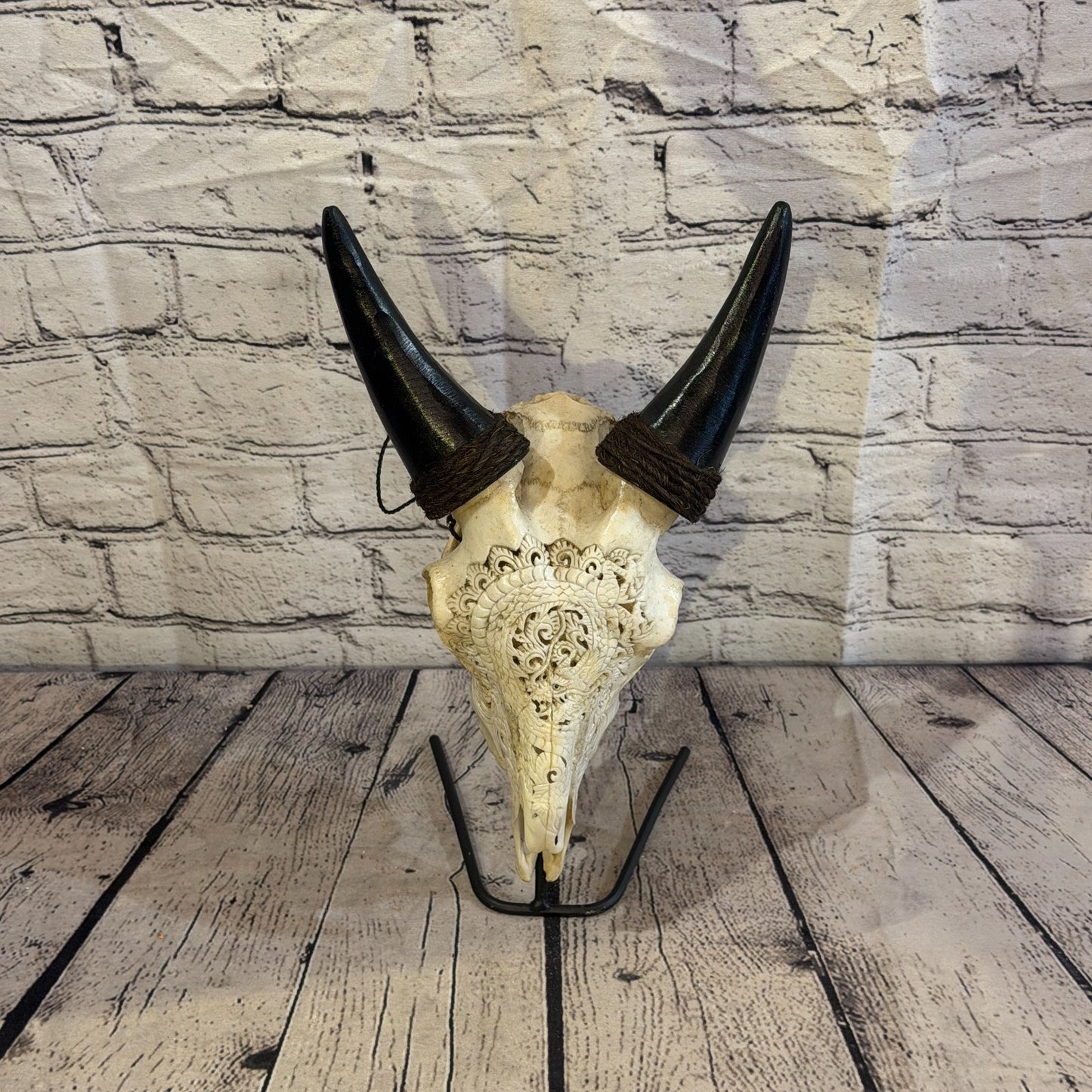 30cm Carved Buffalo Ram Wild Replica Skulls Wall Hanging Carved Stand Design 47