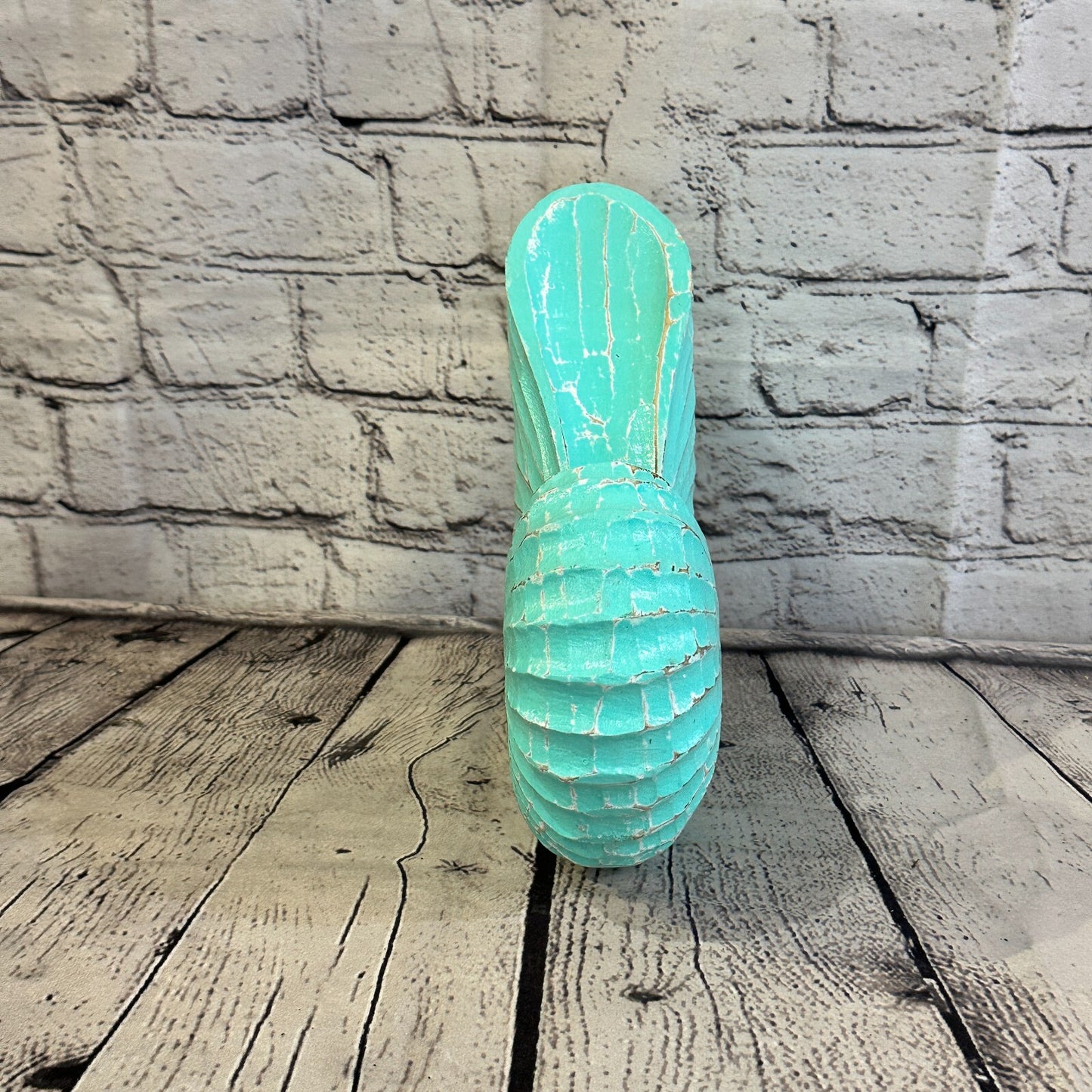 25cm Green Shabby Nautilus Shell Ornament Decor Carved Light Wood Parcel Figure1