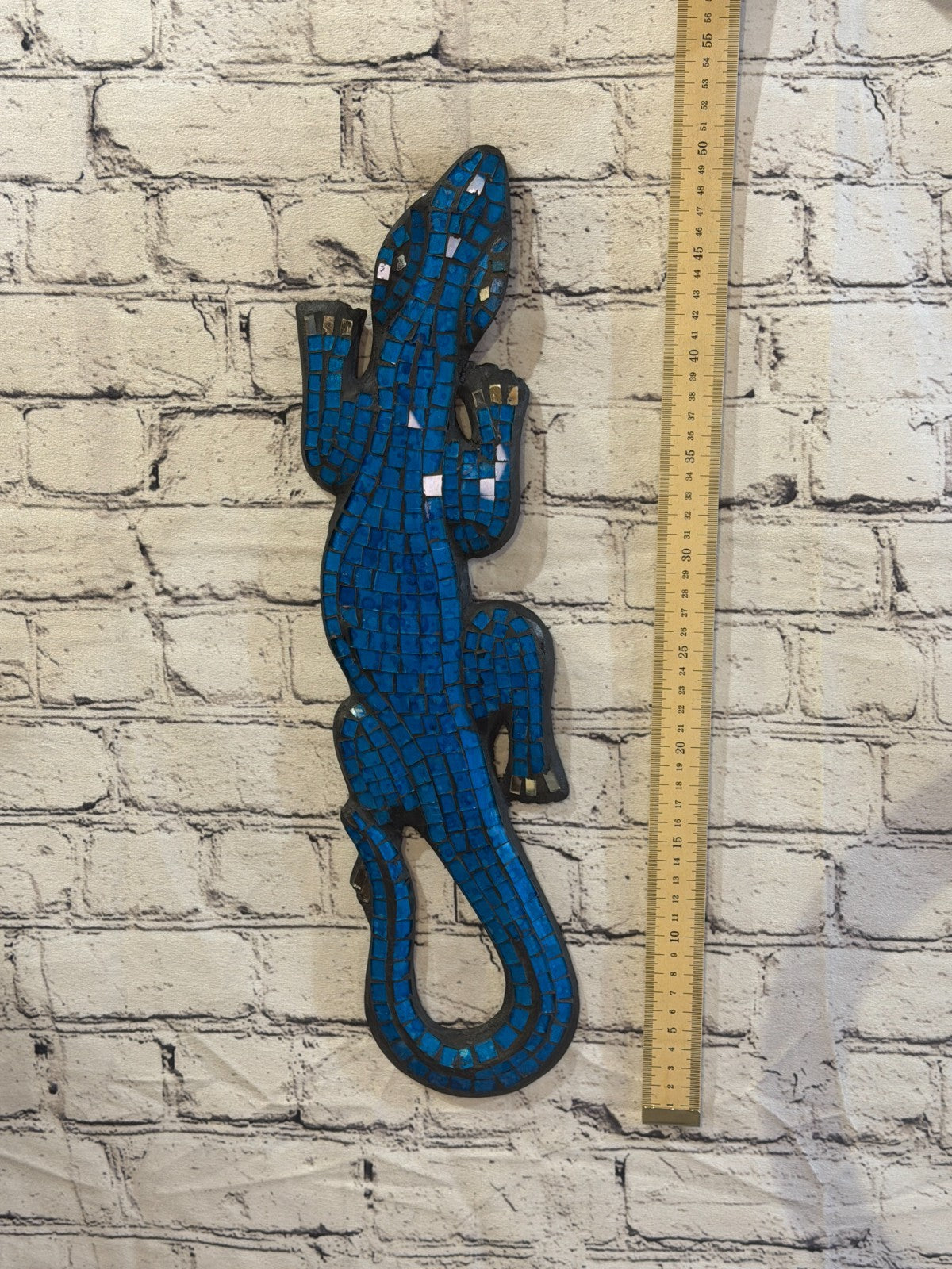 50cm Gecko Light Blue Mosaic Wall Hanging Wooden Ornaments Wood Carving4