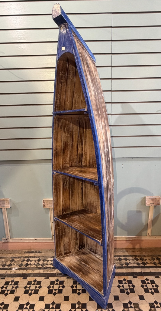 180cm x 55cm x 30cm Blue Boat Shelf Wooden Cabinet Living Hall Storage Furniture0