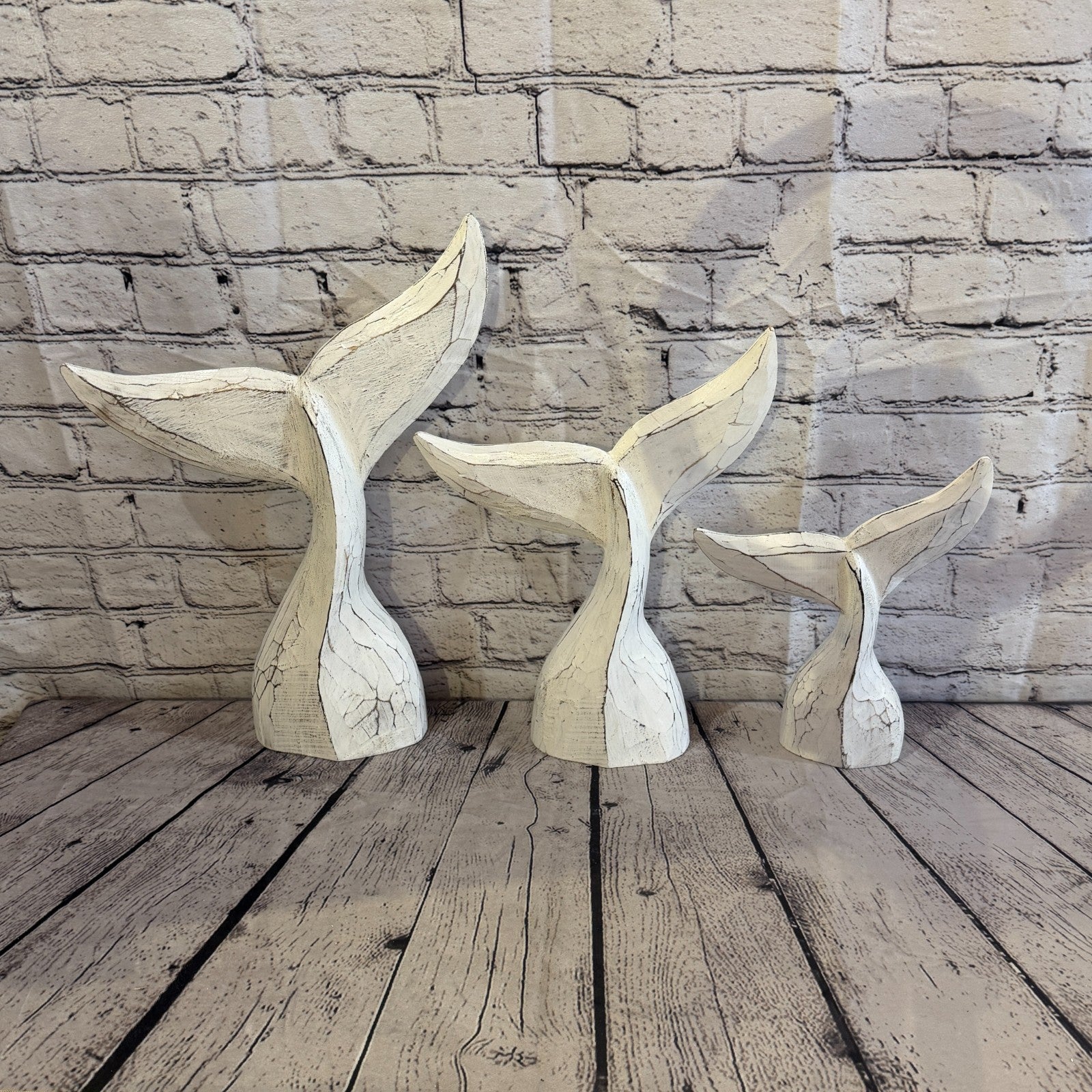 25cm x 25cm Whale Tail White Fish Wood Coastal Ocean Bathroom Decoration8