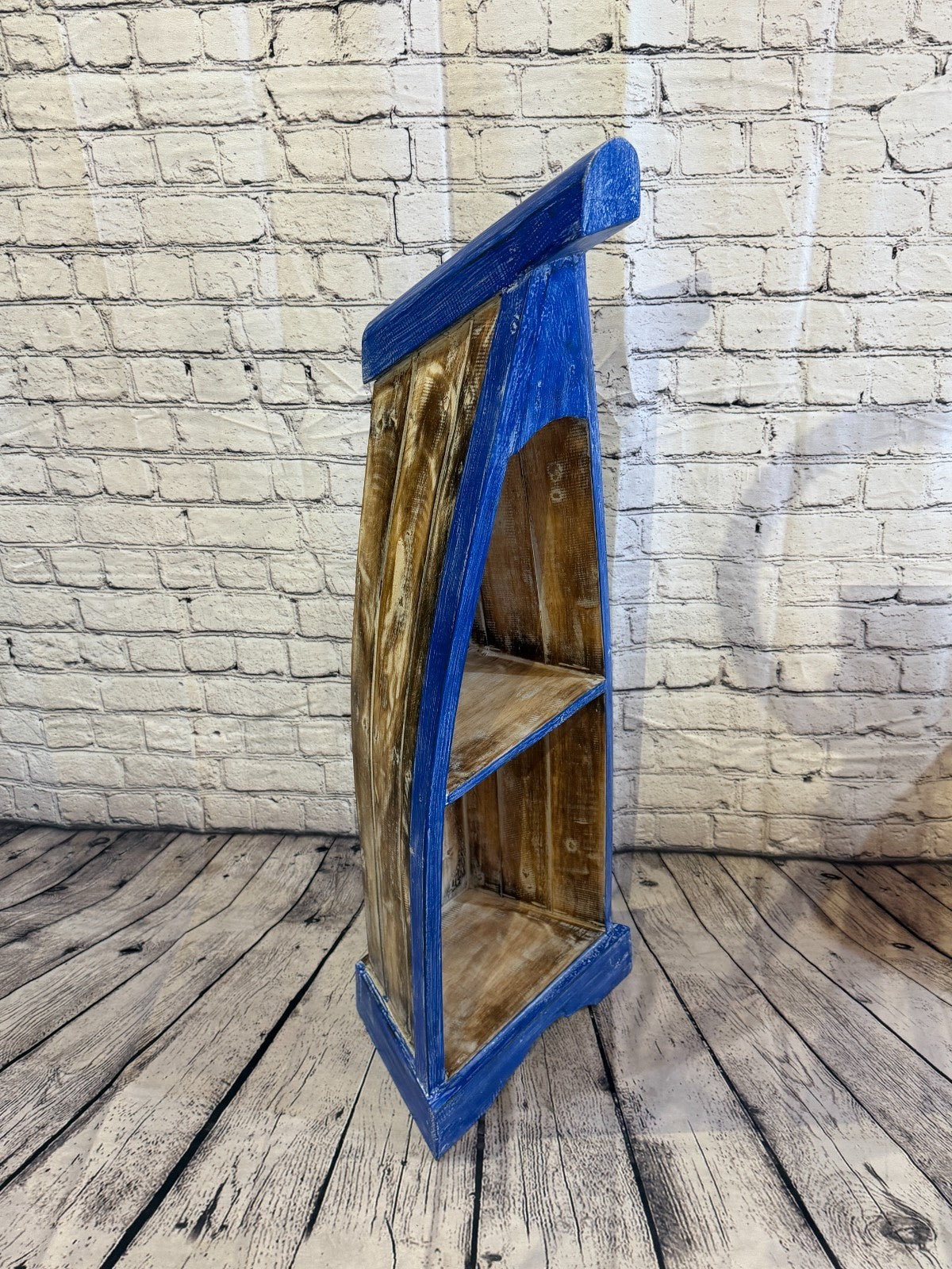 60cm x 30cm x 22cm Blue Boat Shelf Wooden Cabinet Living Hall Storage Furniture2