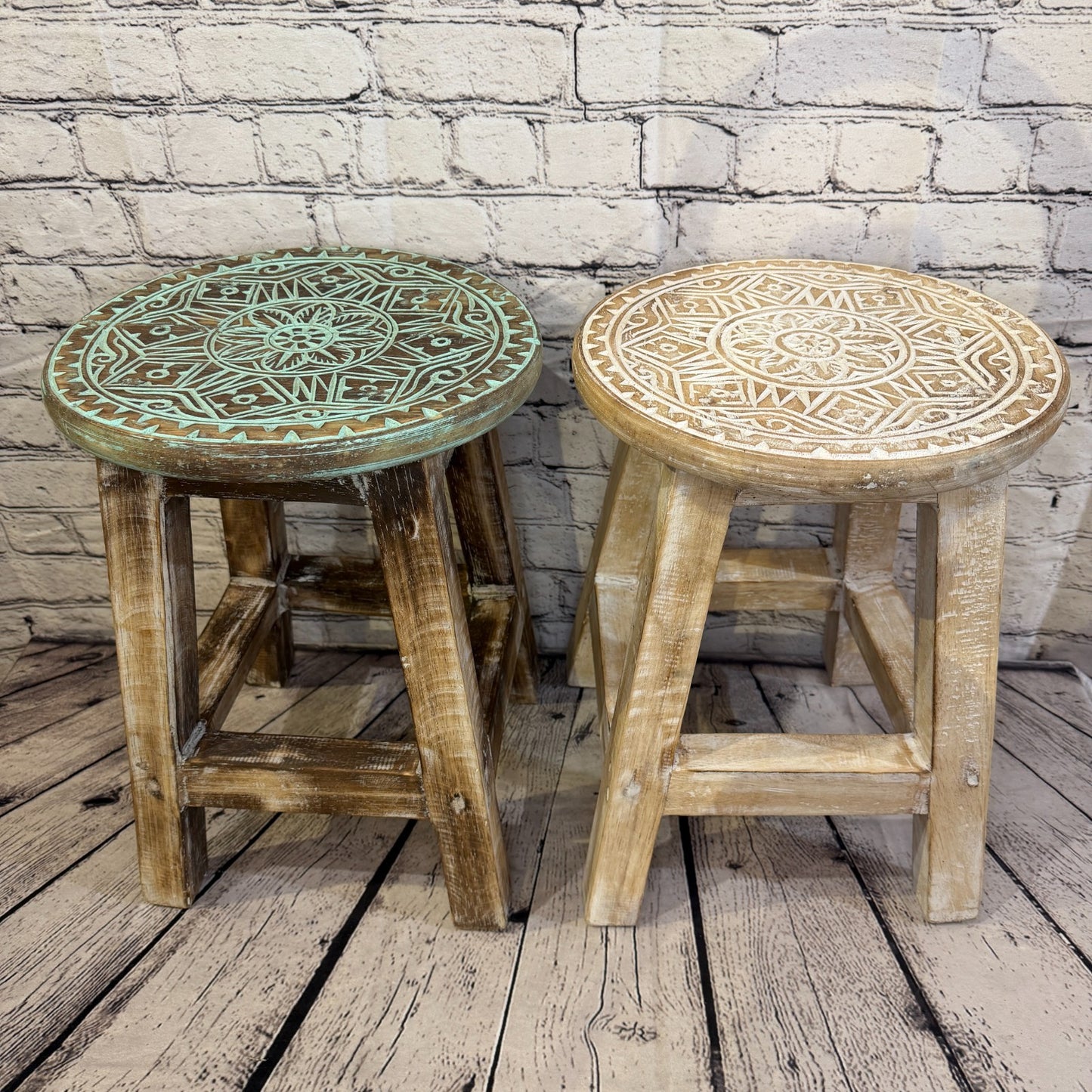 50cm x 30cm Green Stool Table Wooden Side Cabinet Living Hallway Furniture9