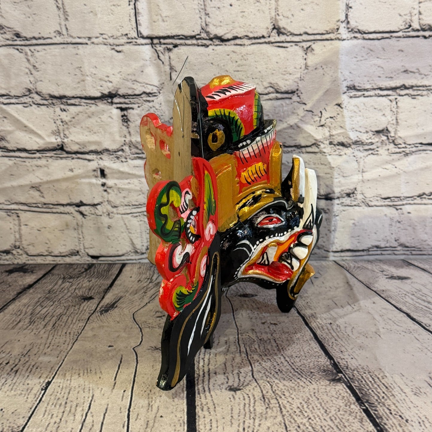 25cm Ganash Ganesha Black Elephant Hindu Deity Wooden Hand Carved Mask Painted6