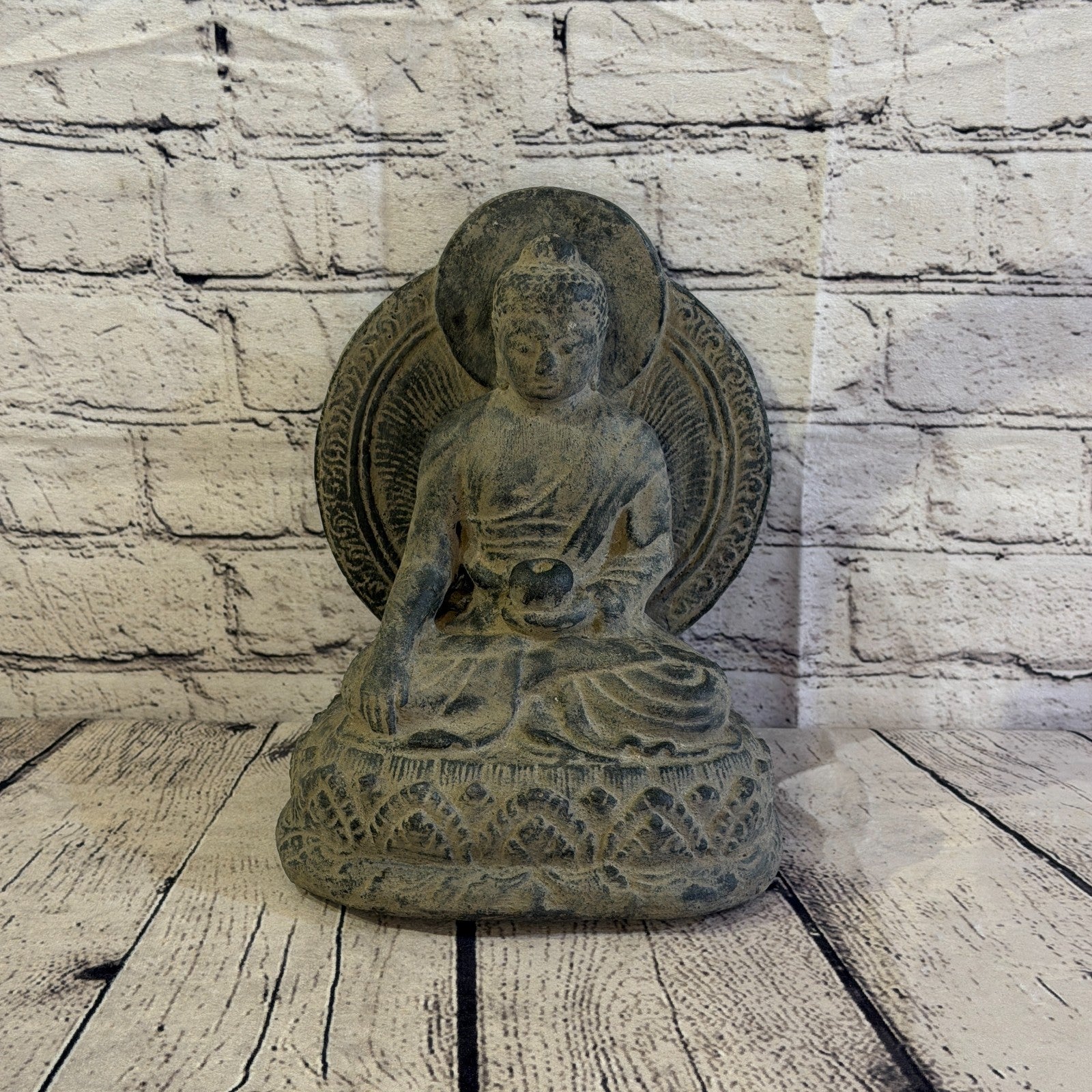 Thai Buddha Sitting Stone Garden 25cm x 20cm Ornament Indoor Statue Hindu1