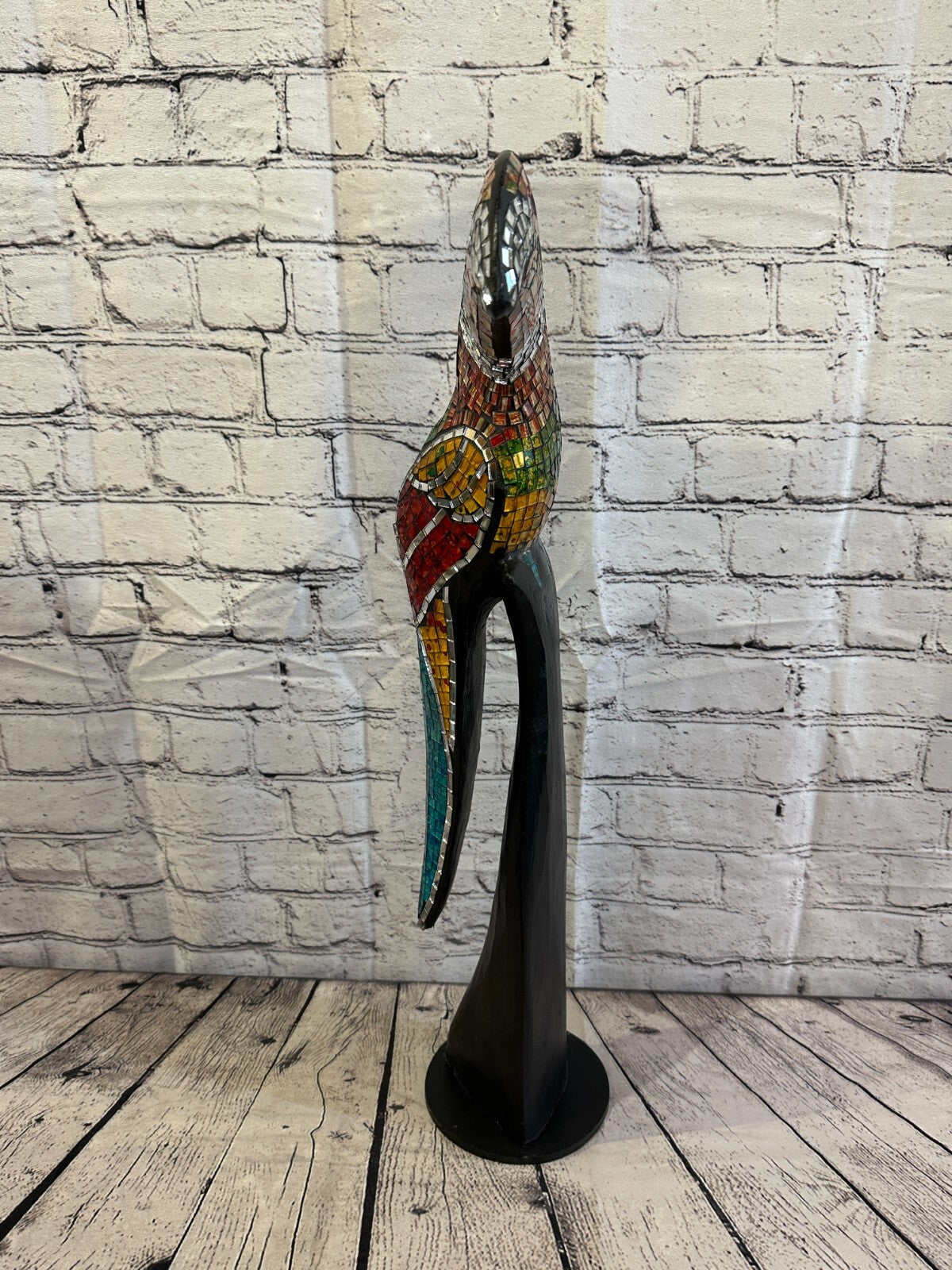 65cm Mosaic Toucan Bird Ornament Statue Fair Trade Handmade Carved Wood Design 22