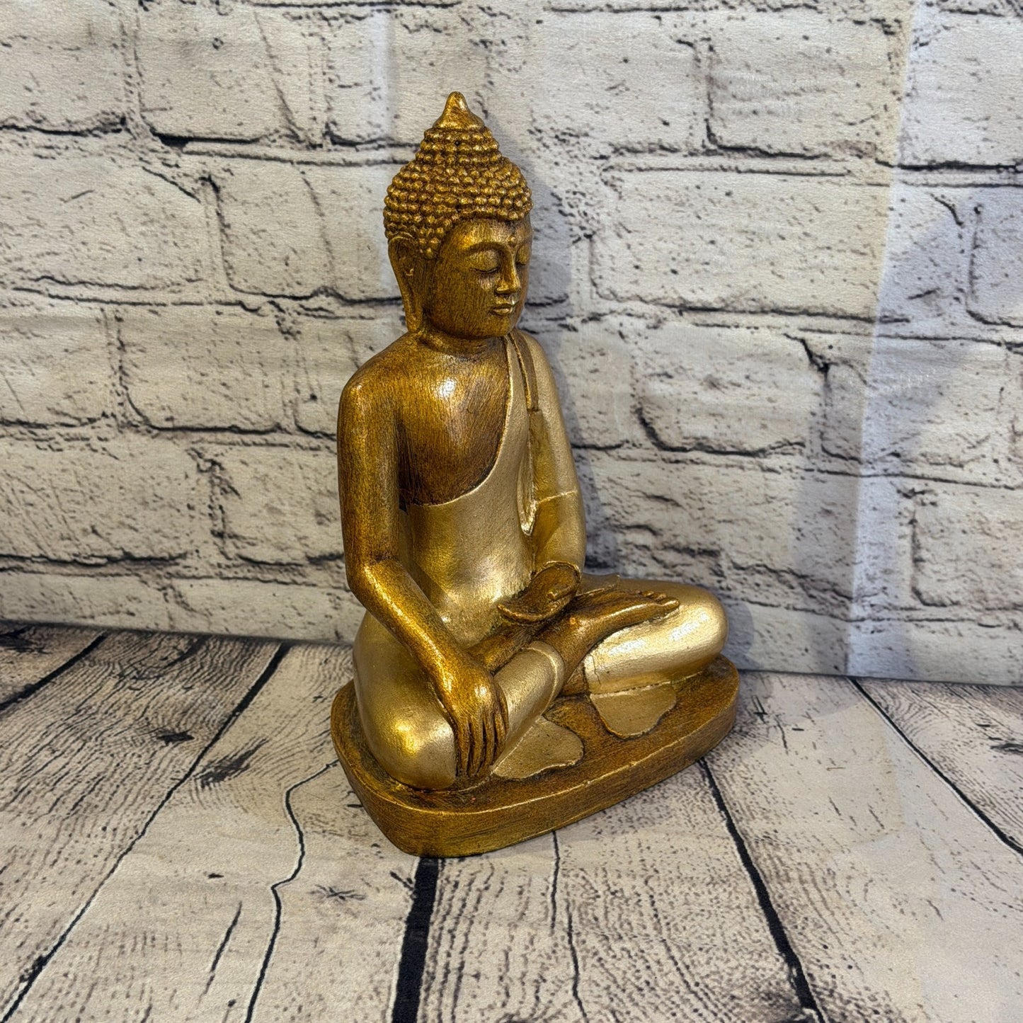 Bronze & Bronze 25cm x 15cm Large Thai Buddha Sitting Statue Resin Hindu2